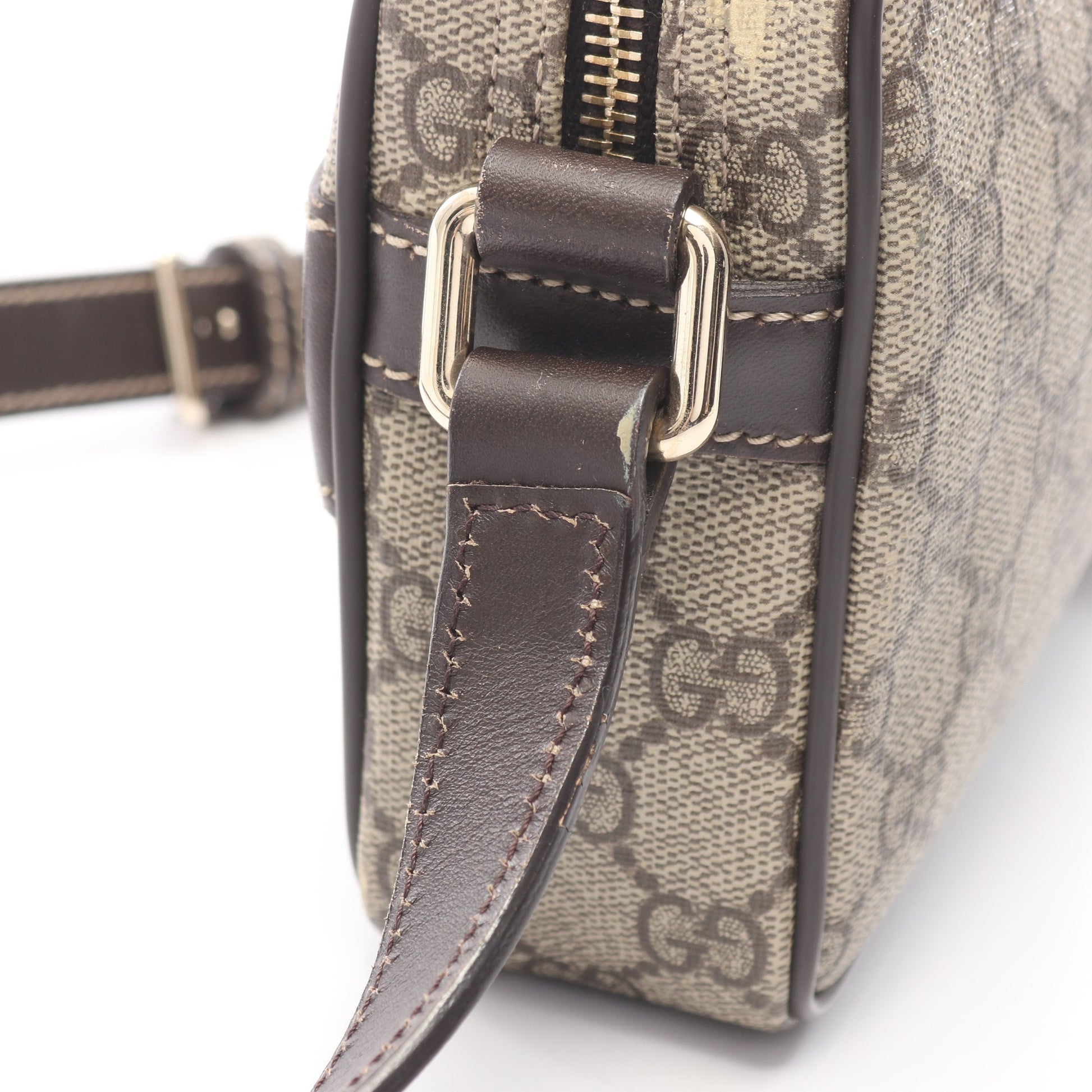 GGスプリーム ショルダーバッグ PVC レザー ベージュ ダークブラウン グッチ バッグ GUCCI