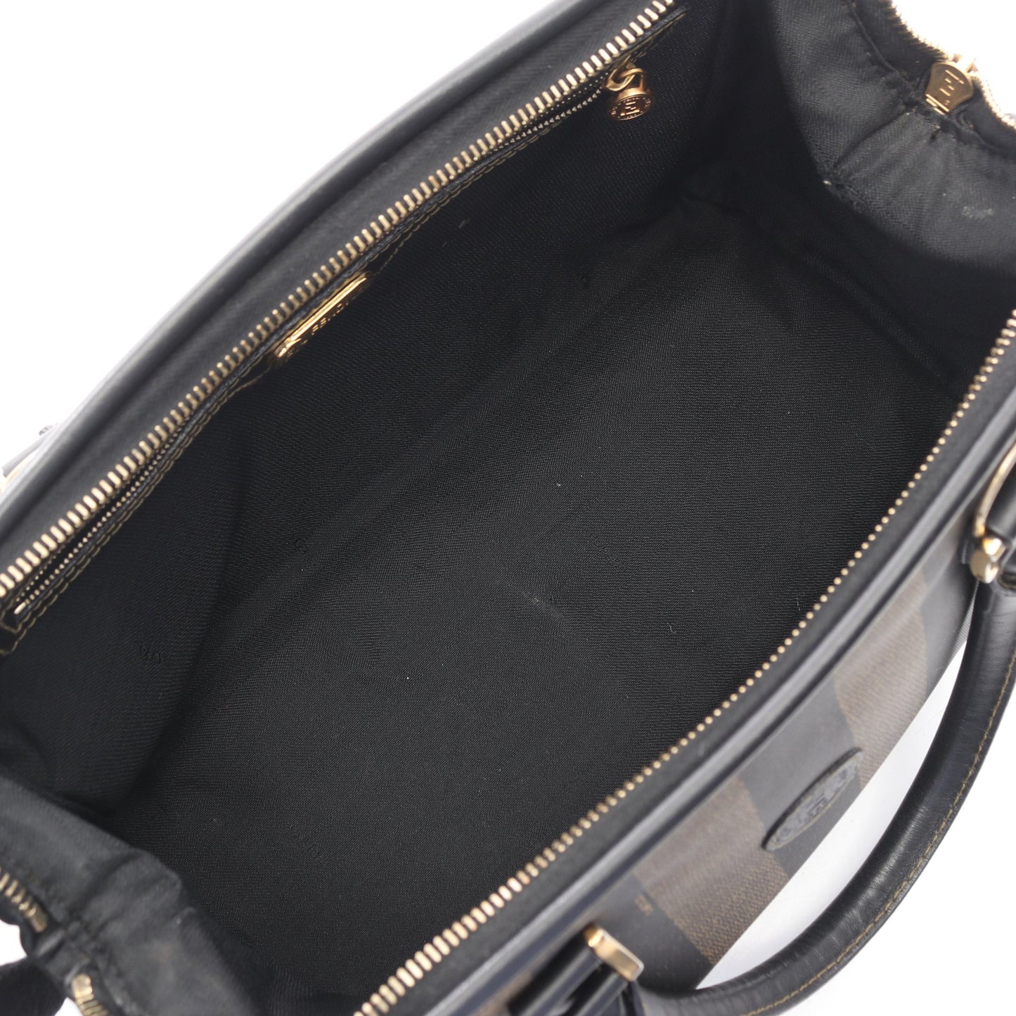 ペカン ミニボストンバッグ PVC レザー ダークブラウン ブラック フェンディ バッグ FENDI