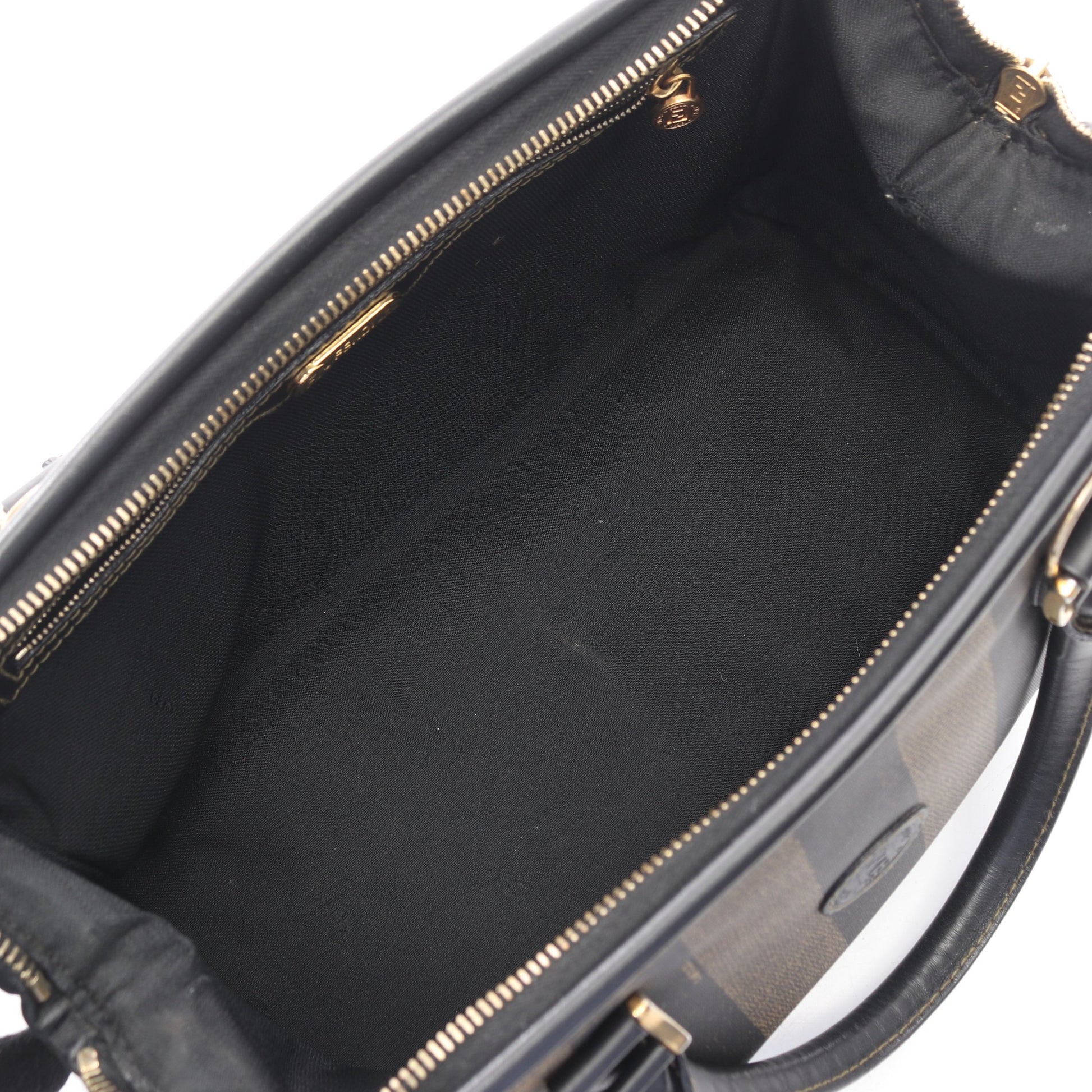 ペカン ミニボストンバッグ PVC レザー ダークブラウン ブラック フェンディ バッグ FENDI