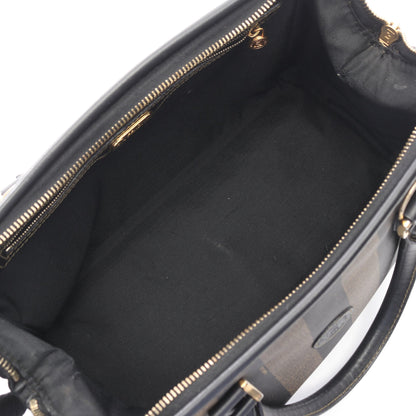 ペカン ミニボストンバッグ PVC レザー ダークブラウン ブラック フェンディ バッグ FENDI