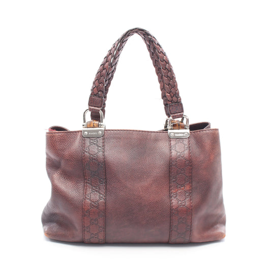 バンブー ハンドバッグ トートバッグ レザー ボルドー グッチ バッグ GUCCI
