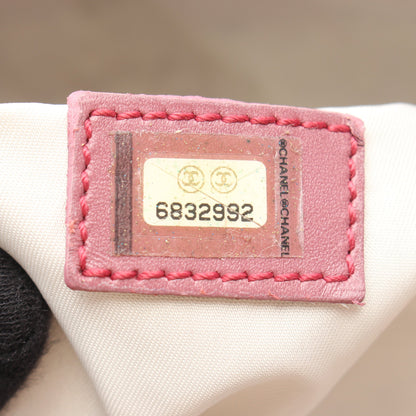 ニュートラベルラインGM ショルダーバッグ トートバッグ ナイロンキャンバス レザー ピンクパープル シルバー金具 シャネル バッグ CHANEL
