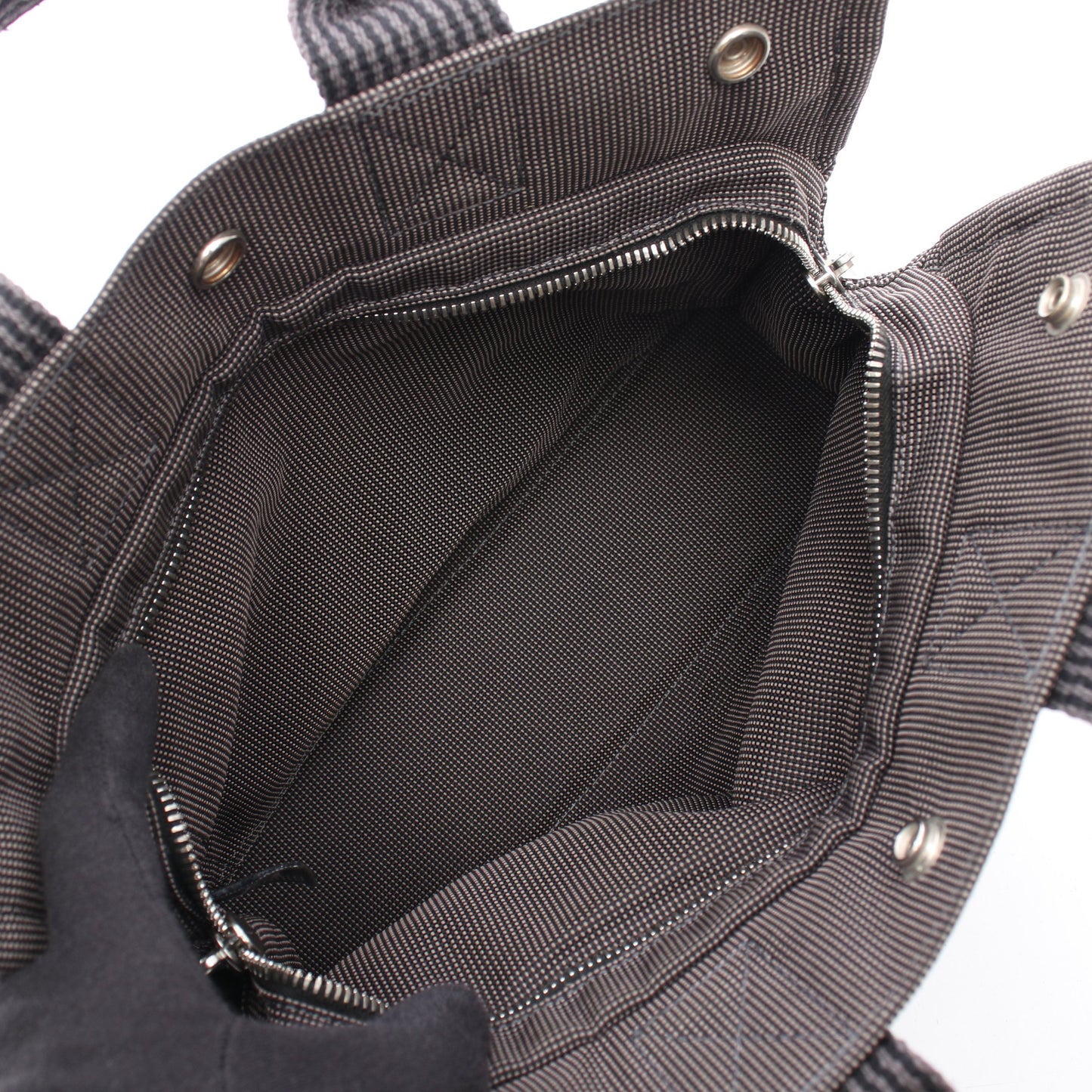 エールラインPM ハンドバッグ トートバッグ ナイロンキャンバス ダークグレー シルバー金具 エルメス