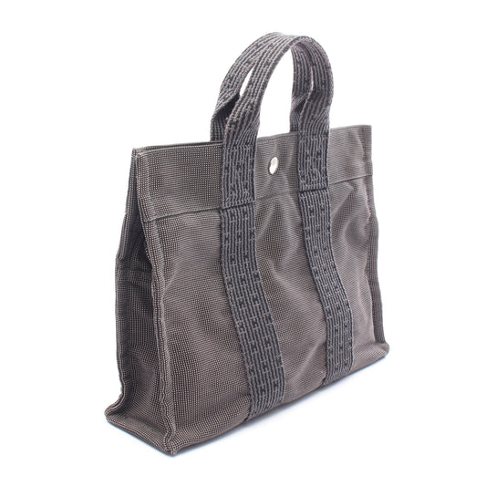エールラインPM ハンドバッグ トートバッグ ナイロンキャンバス ダークグレー シルバー金具 エルメス バッグ HERMES