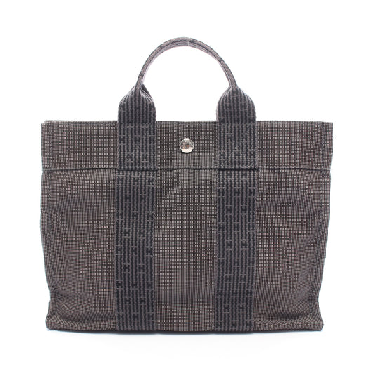 エールラインPM ハンドバッグ トートバッグ ナイロンキャンバス ダークグレー シルバー金具 エルメス バッグ HERMES