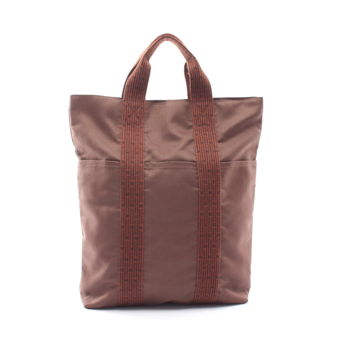 エールライン カバス ハンドバッグ トートバッグ ナイロンキャンバス ブラウン シルバー金具 エルメス バッグ HERMES
