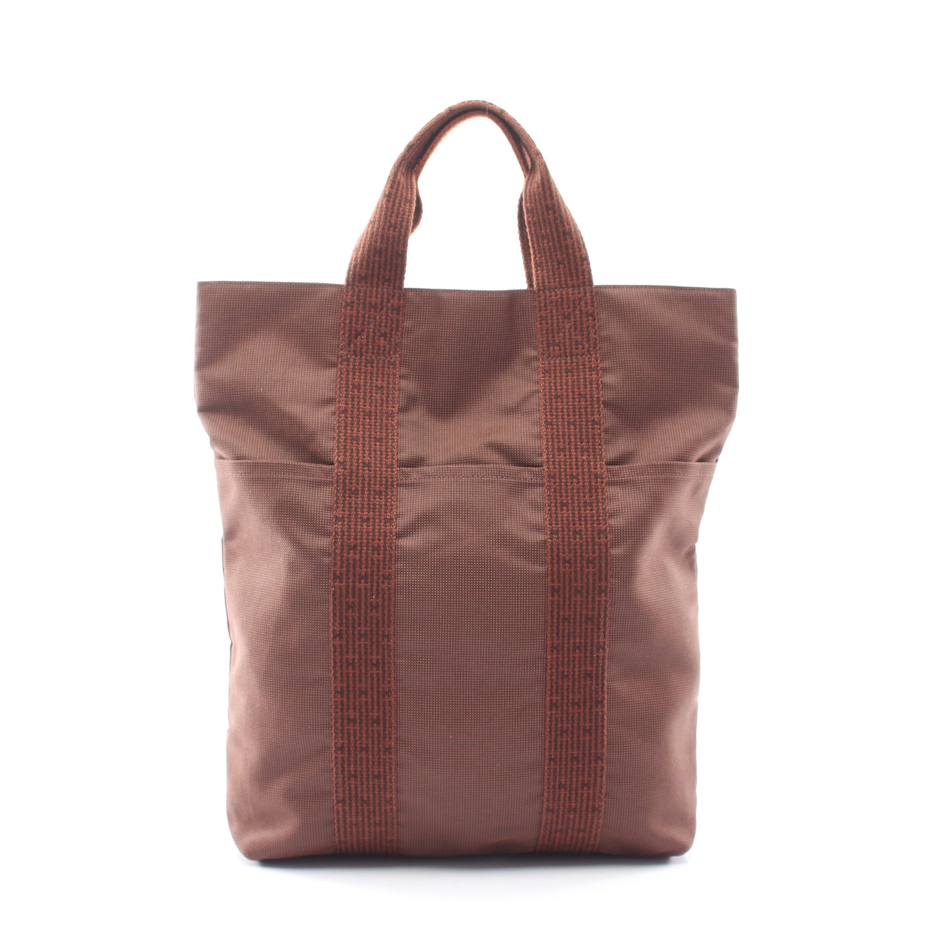 エールライン カバス ハンドバッグ トートバッグ ナイロンキャンバス ブラウン シルバー金具 エルメス バッグ HERMES