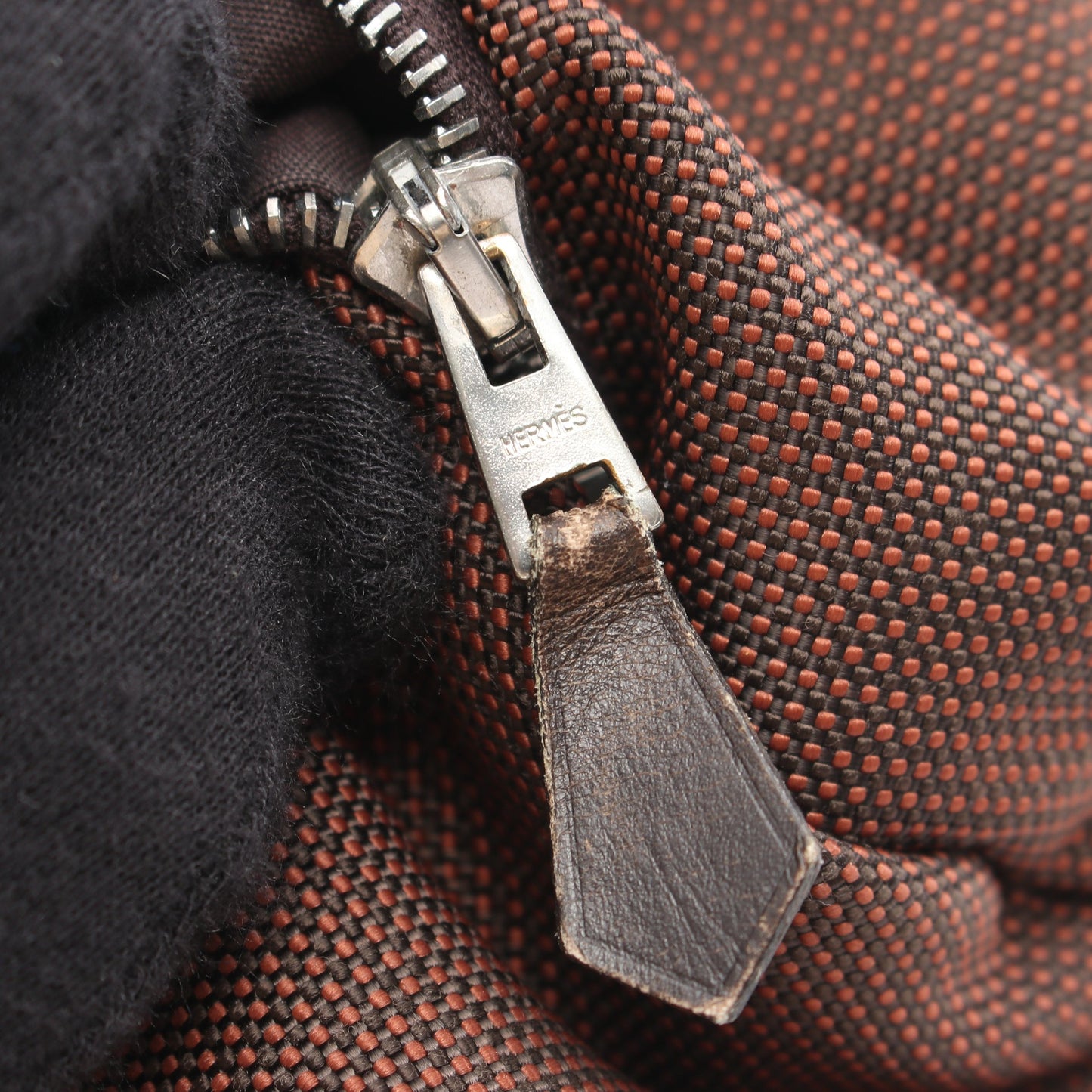 エールライン カバス ハンドバッグ トートバッグ ナイロンキャンバス ブラウン シルバー金具 エルメス バッグ HERMES