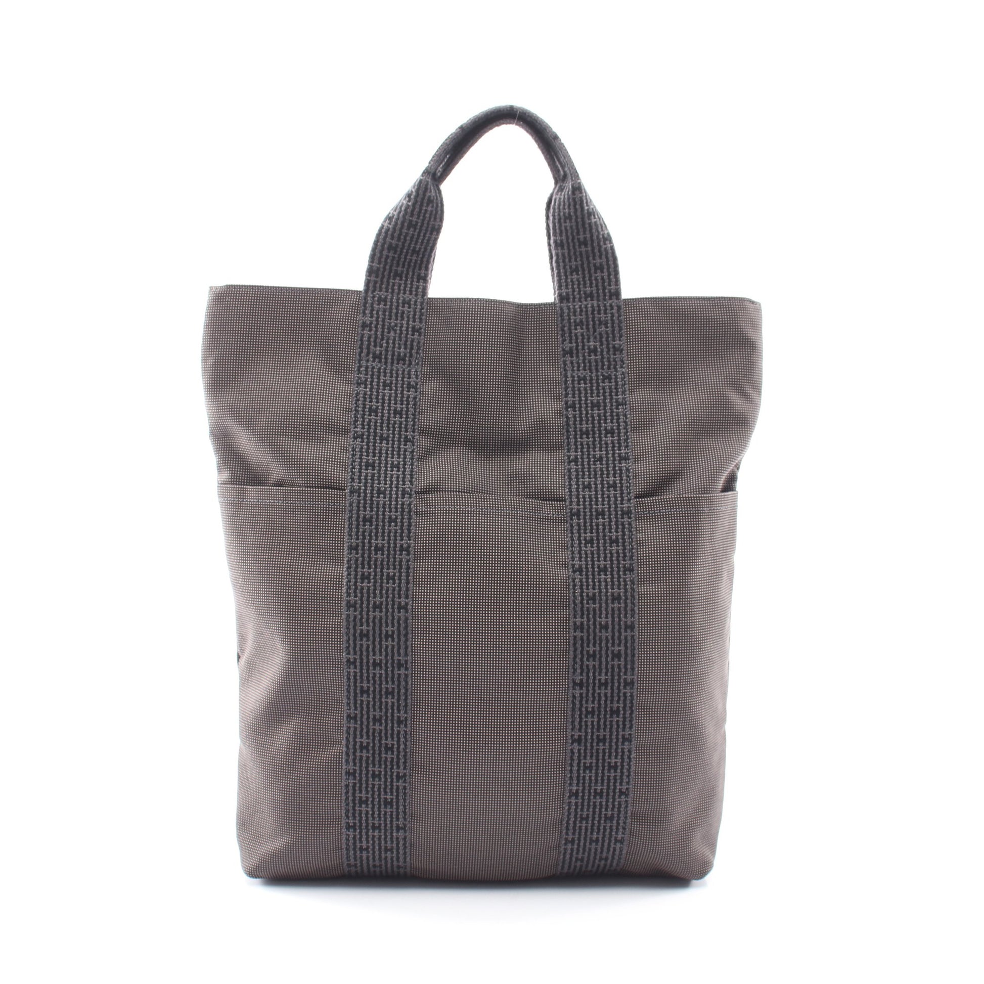 エールライン カバス ハンドバッグ トートバッグ ナイロンキャンバス ダークグレー シルバー金具 エルメス バッグ HERMES
