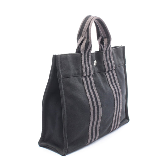 フールトゥPM ハンドバッグ トートバッグ キャンバス ブラック グレー シルバー金具 エルメス バッグ HERMES