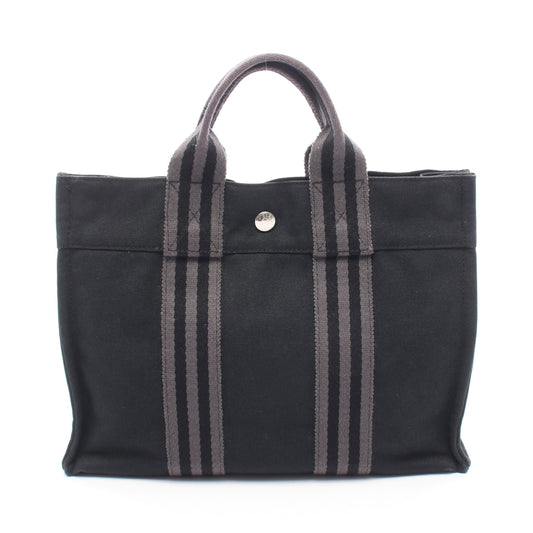 フールトゥPM ハンドバッグ トートバッグ キャンバス ブラック グレー シルバー金具 エルメス バッグ HERMES