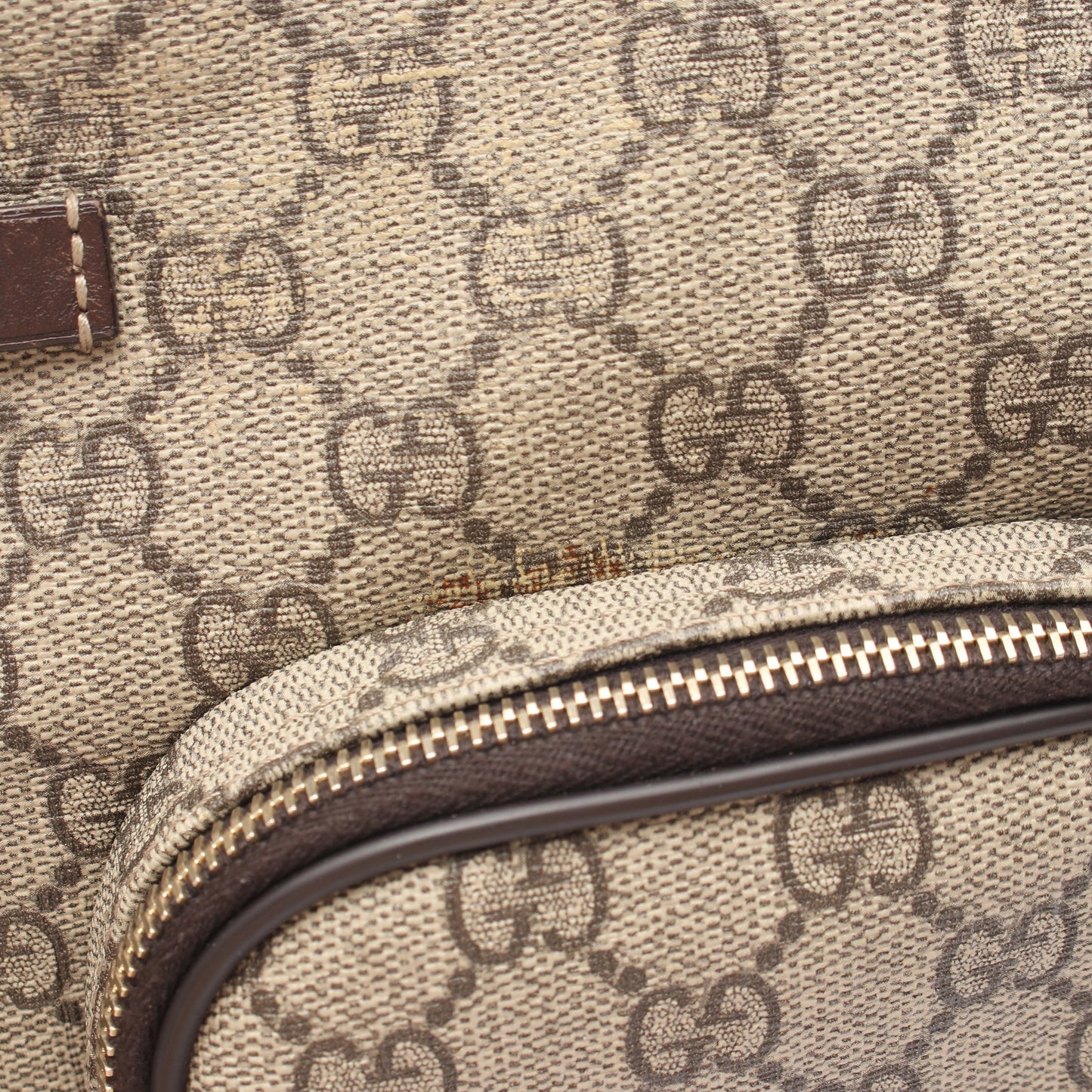 GGスプリーム ショルダーバッグ PVC レザー グレーベージュ ダークブラウン グッチ バッグ GUCCI