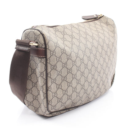 GGスプリーム ショルダーバッグ PVC レザー グレーベージュ ダークブラウン グッチ バッグ GUCCI