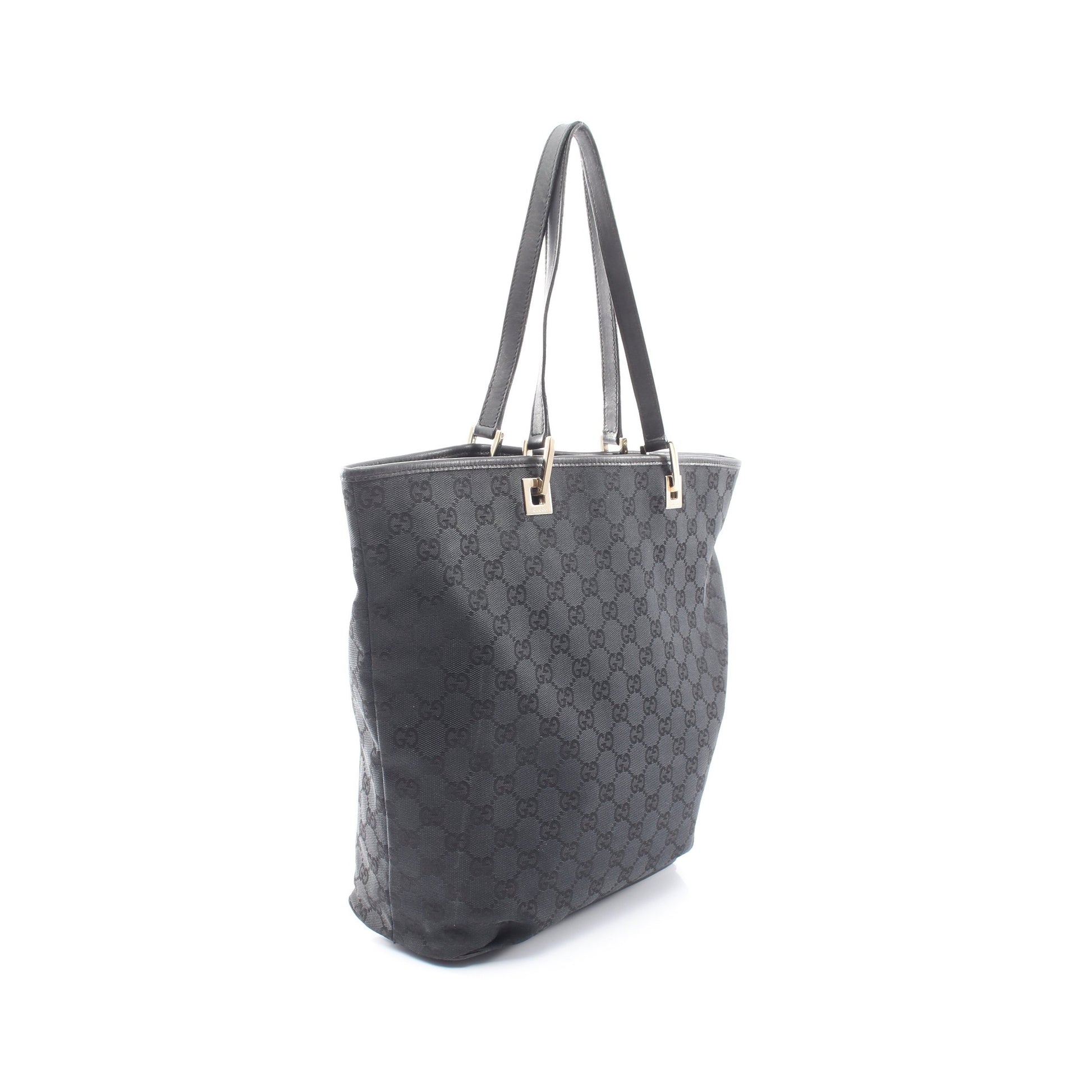 GGキャンバス ハンドバッグ トートバッグ キャンバス レザー ブラック グッチ バッグ GUCCI