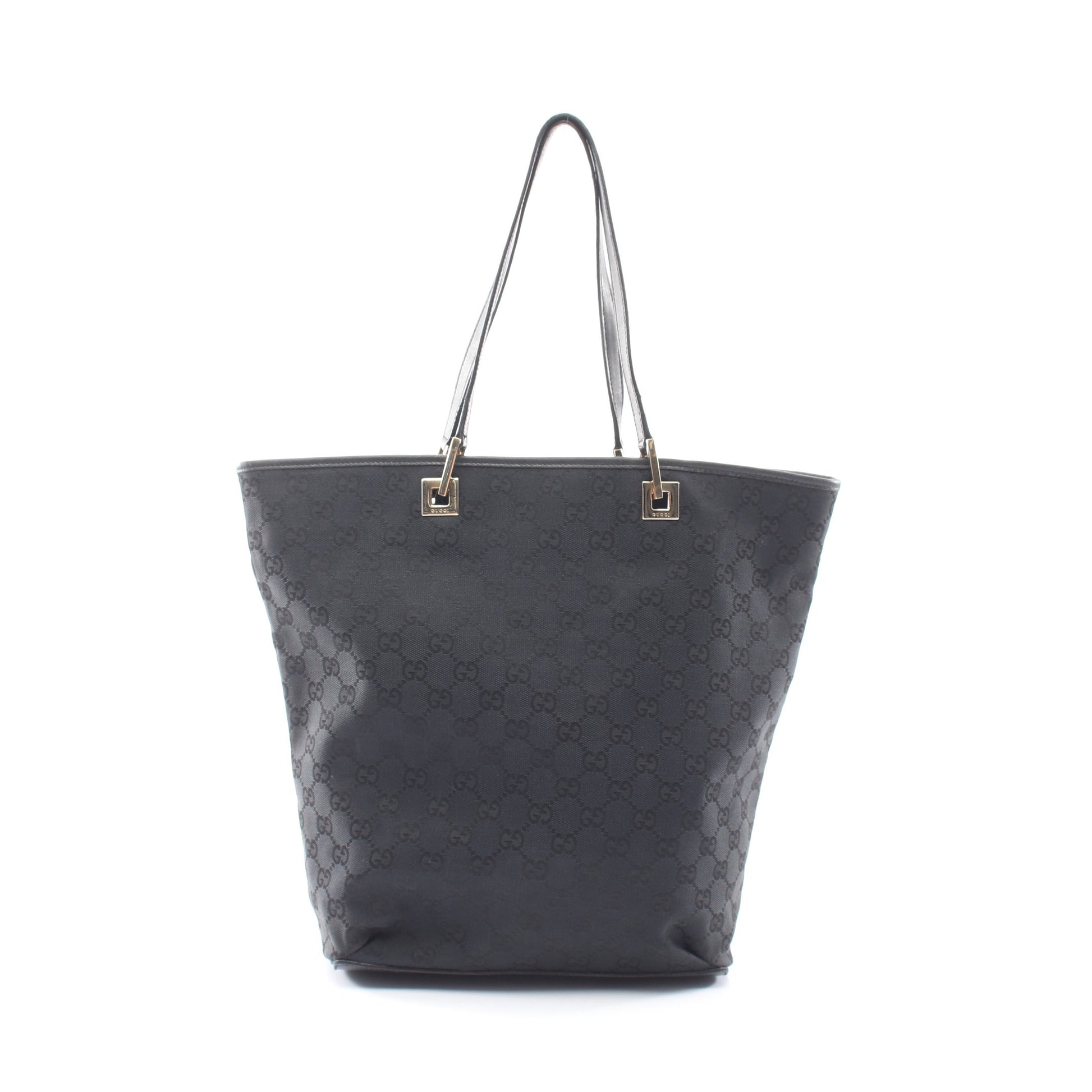 GGキャンバス ハンドバッグ トートバッグ キャンバス レザー ブラック グッチ バッグ GUCCI