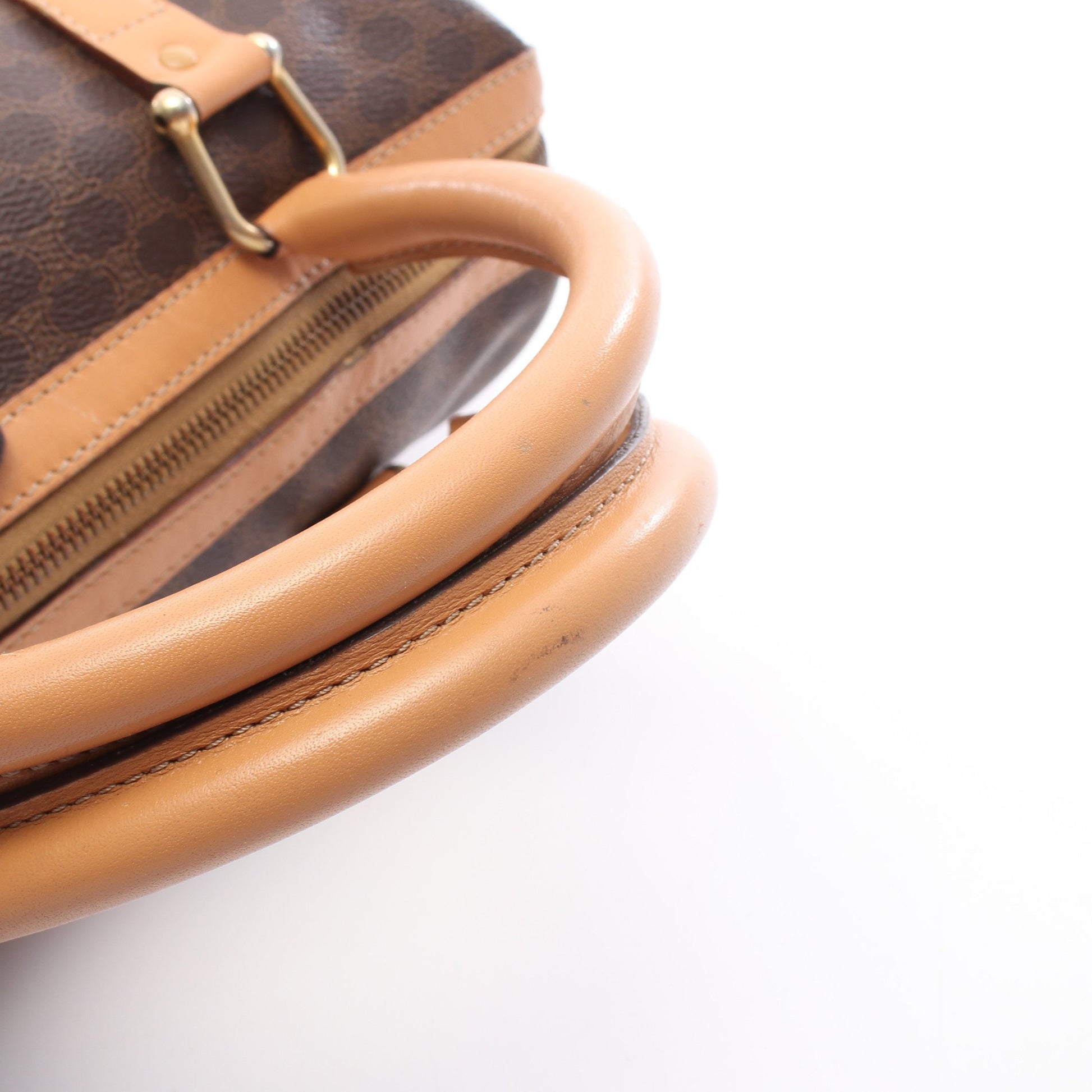 マカダム ミニボストンバッグ PVC レザー ブラウン ダークブラウン セリーヌ バッグ CELINE