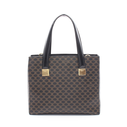 マカダム ハンドバッグ PVC レザー ブラック ダークブラウン セリーヌ バッグ CELINE
