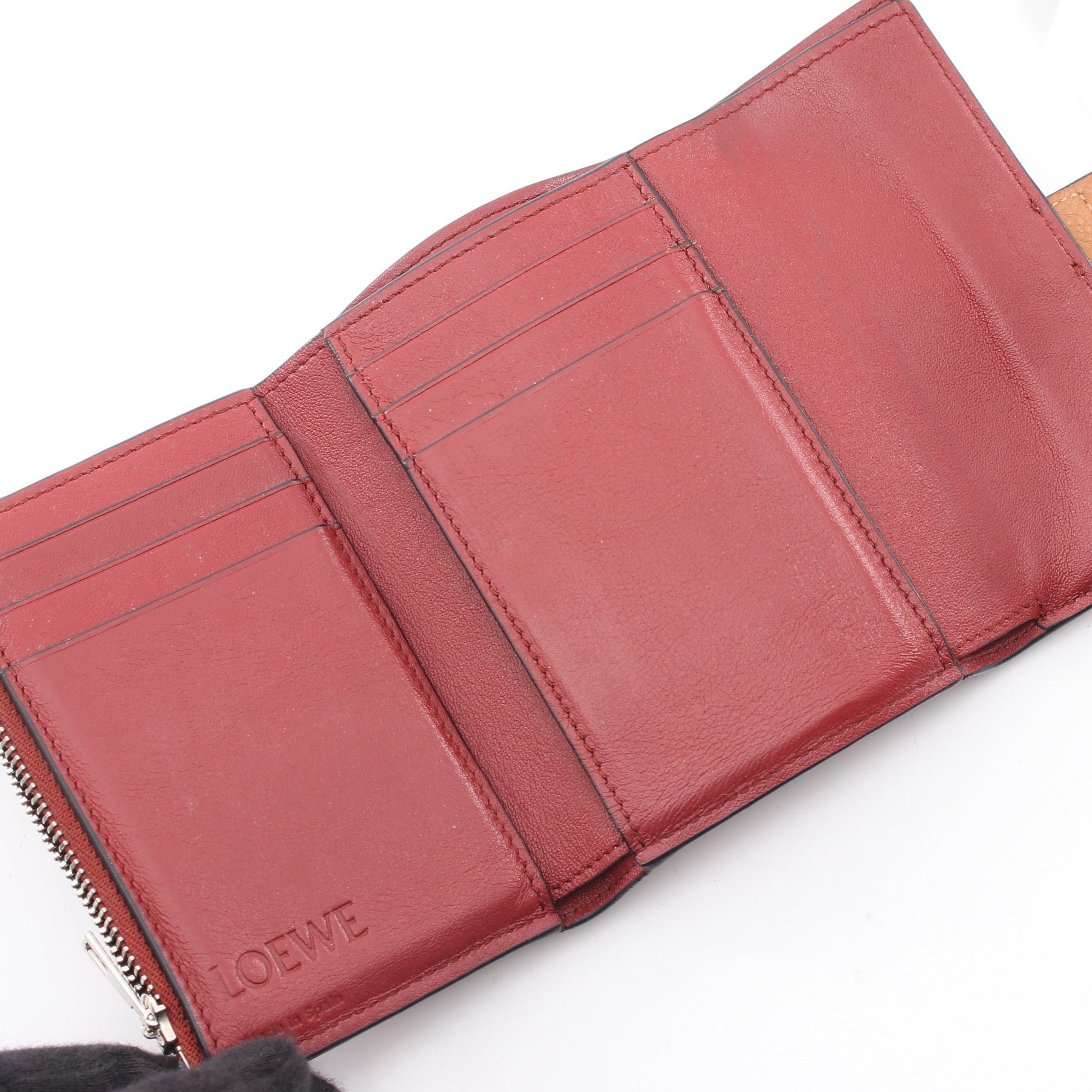 バーティカル ウォレット スモール 三つ折り財布 レザー ブラウン ロエベ 財布・小物 LOEWE