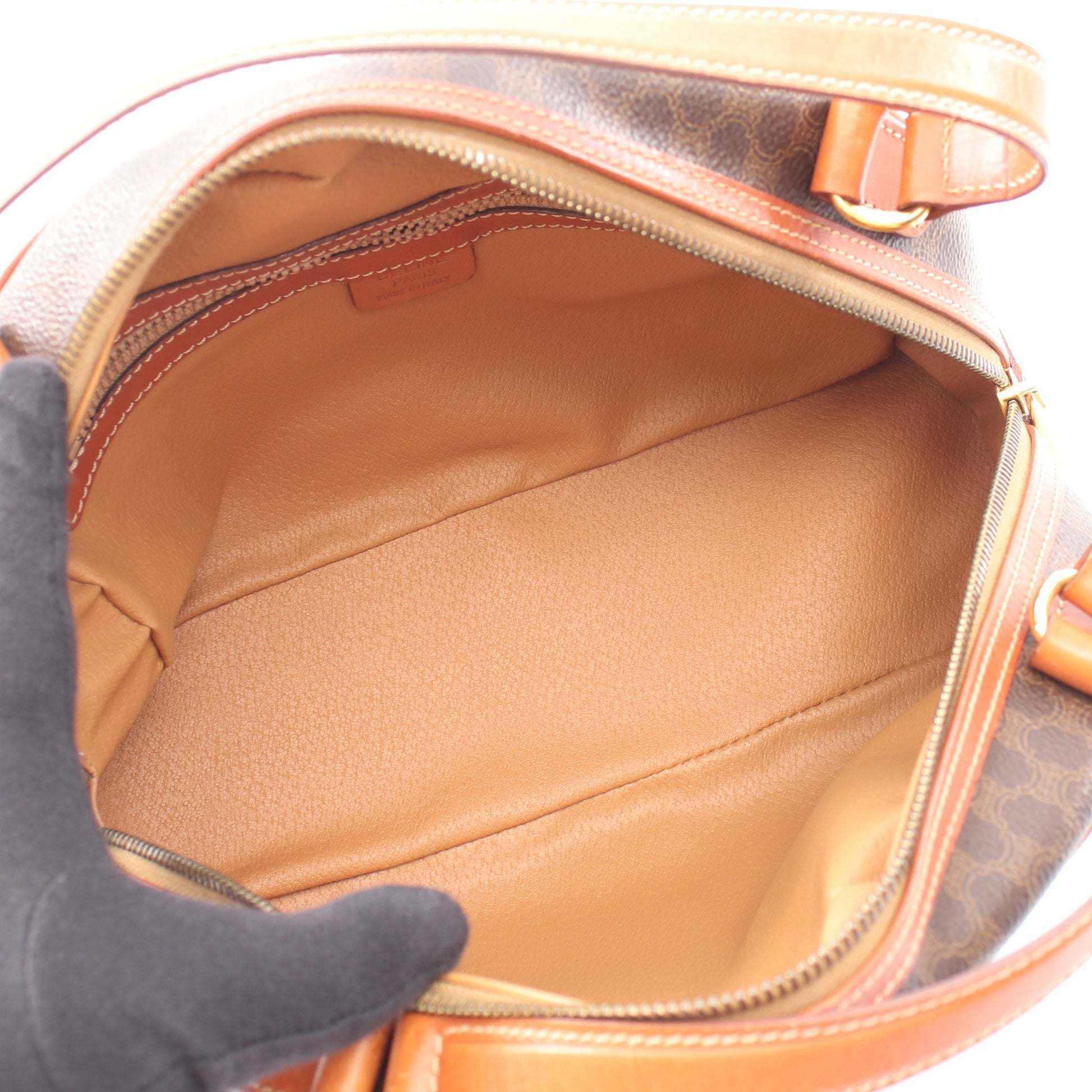 マカダム ハンドバッグ PVC レザー ダークブラウン ブラウン セリーヌ バッグ CELINE