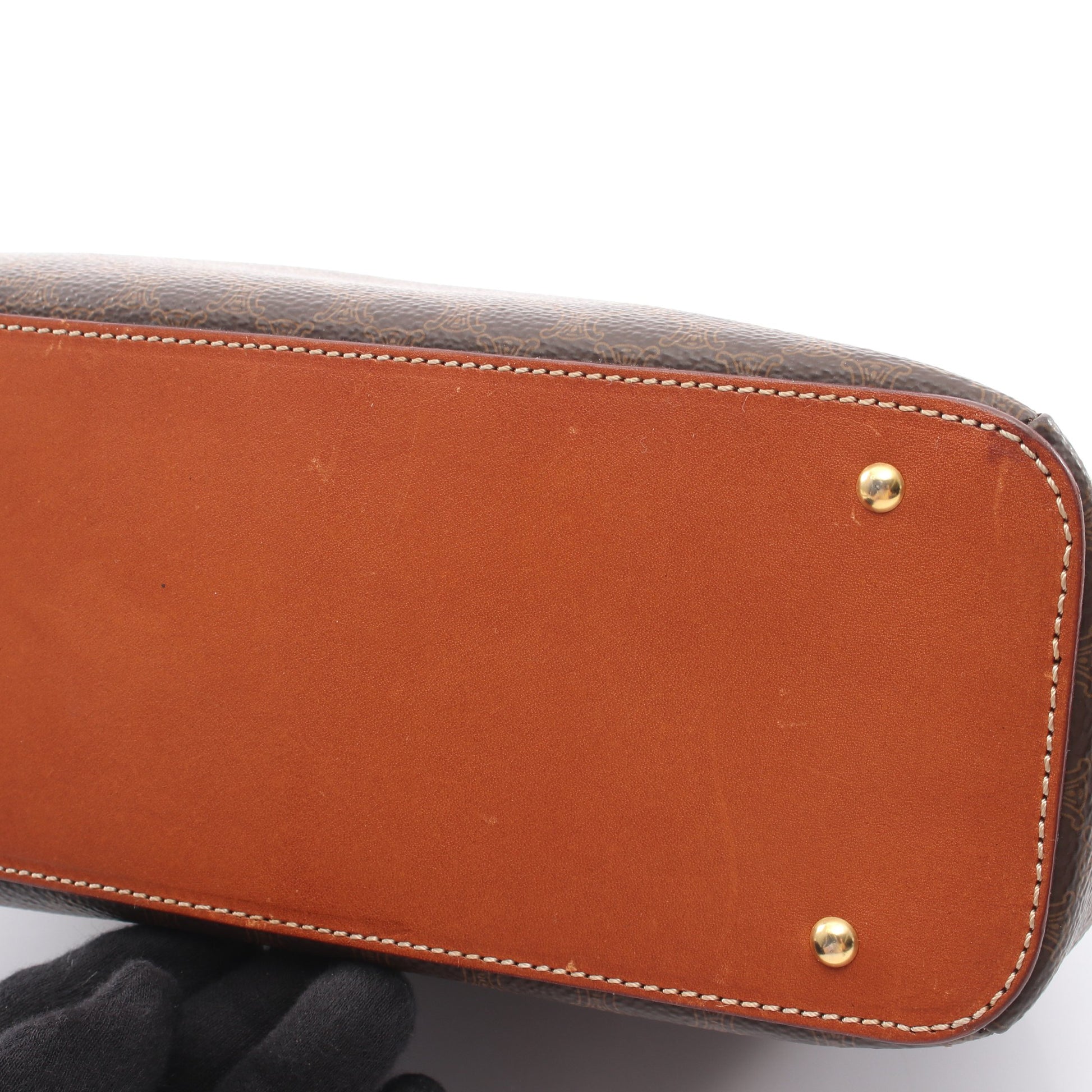 マカダム ハンドバッグ PVC レザー ダークブラウン ブラウン セリーヌ バッグ CELINE