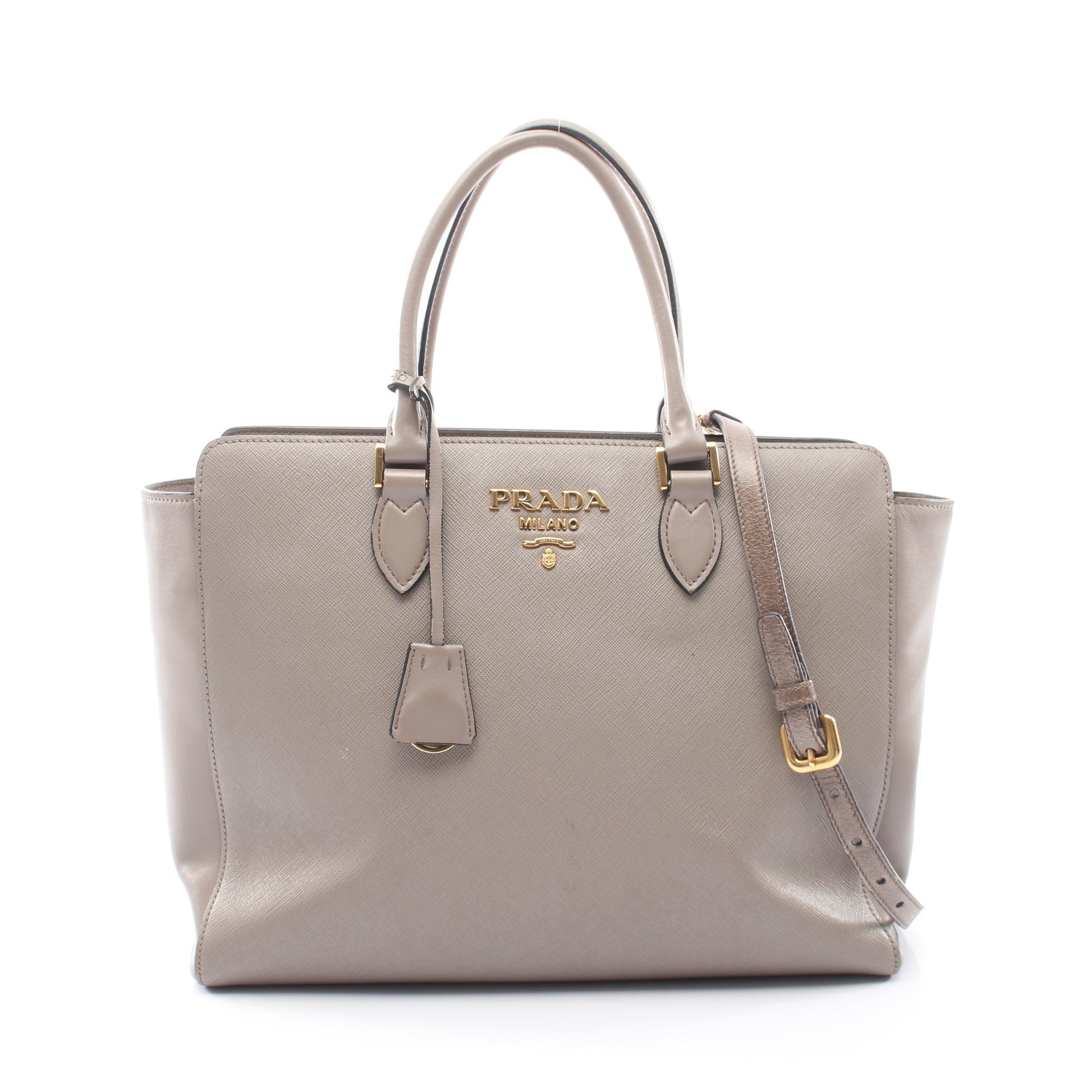 2WAY ハンドバッグ サフィアーノレザー レザー グレーベージュ プラダ バッグ PRADA