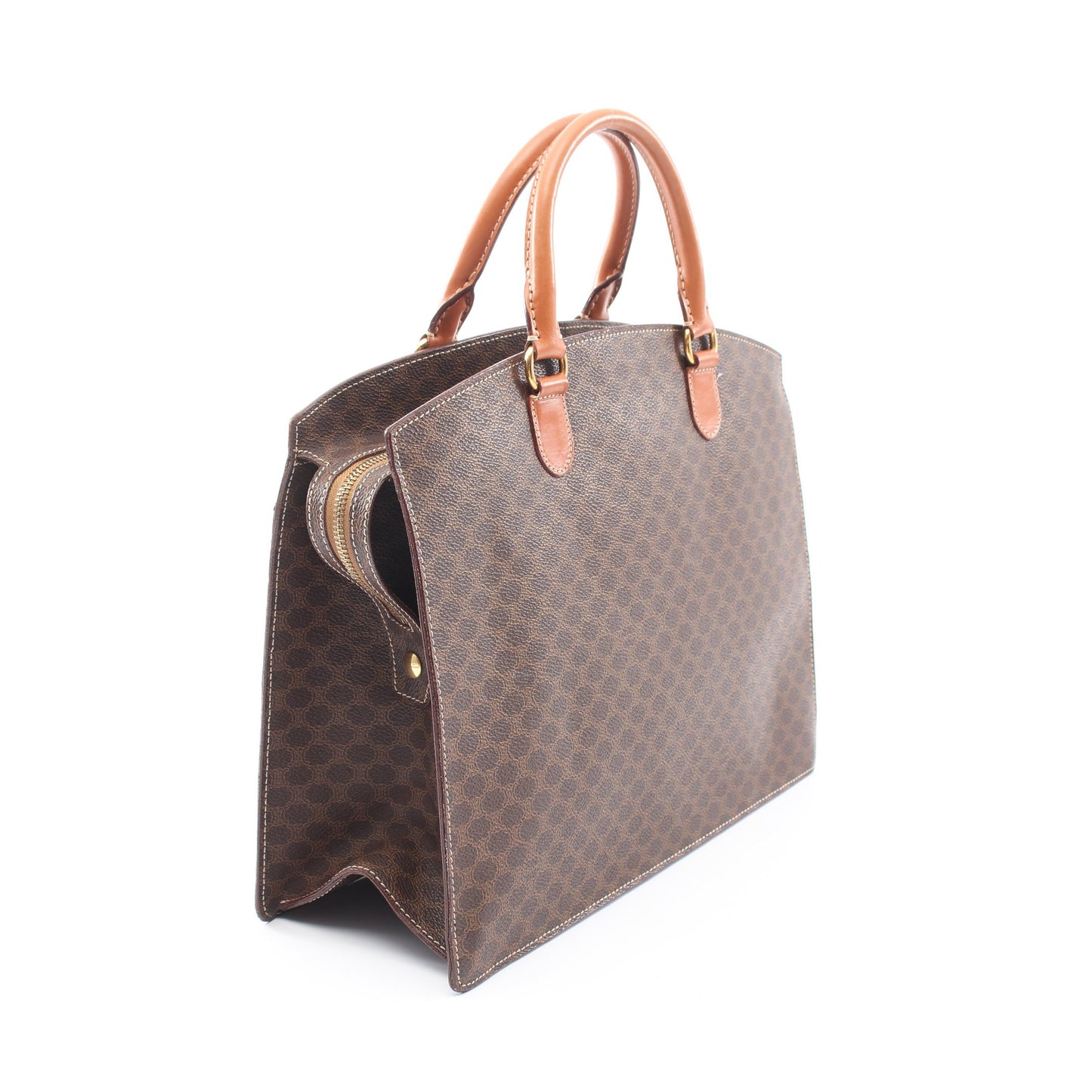 マカダム ハンドバッグ コーティングキャンバス ダークブラウン ブラウン セリーヌ バッグ CELINE