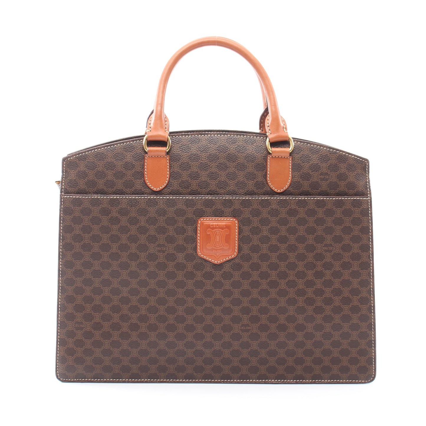 マカダム ハンドバッグ コーティングキャンバス ダークブラウン ブラウン セリーヌ バッグ CELINE