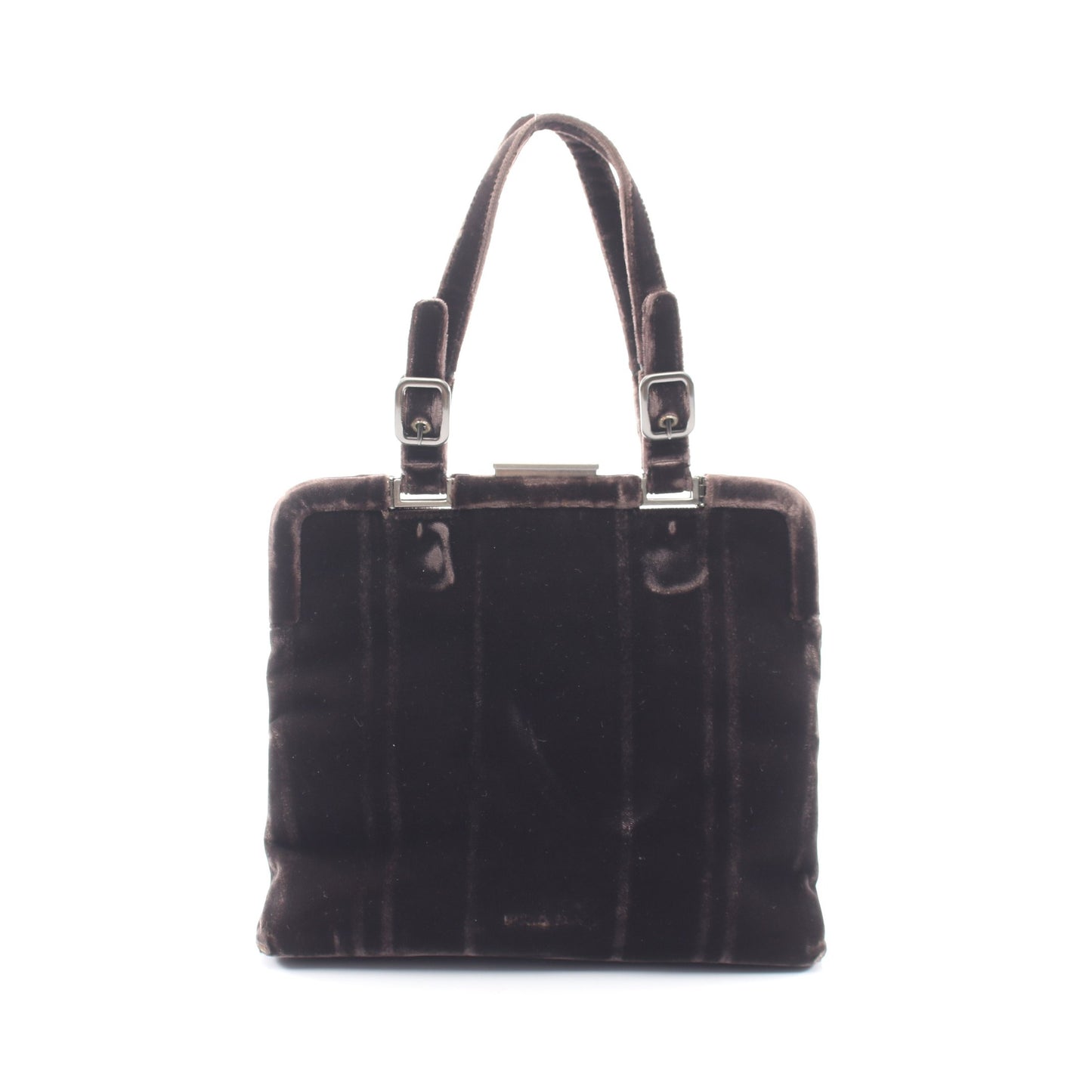 VELLUTO FIBBIE ハンドバッグ ベロア ダークブラウン プラダ バッグ PRADA