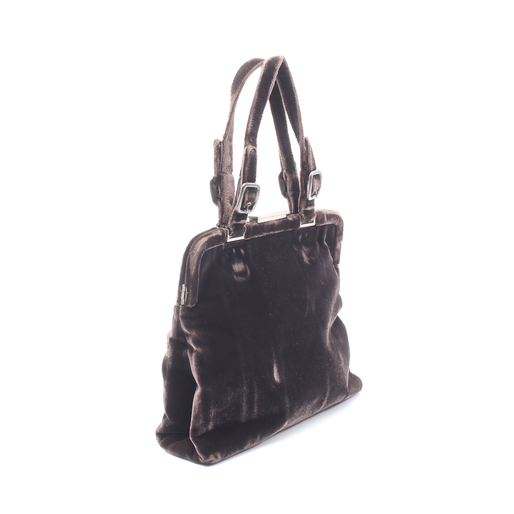 VELLUTO FIBBIE ハンドバッグ ベロア ダークブラウン プラダ バッグ PRADA