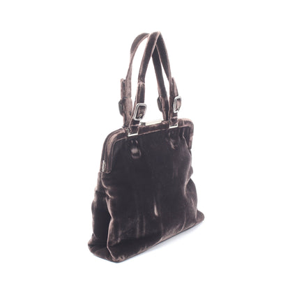 VELLUTO FIBBIE ハンドバッグ ベロア ダークブラウン プラダ バッグ PRADA