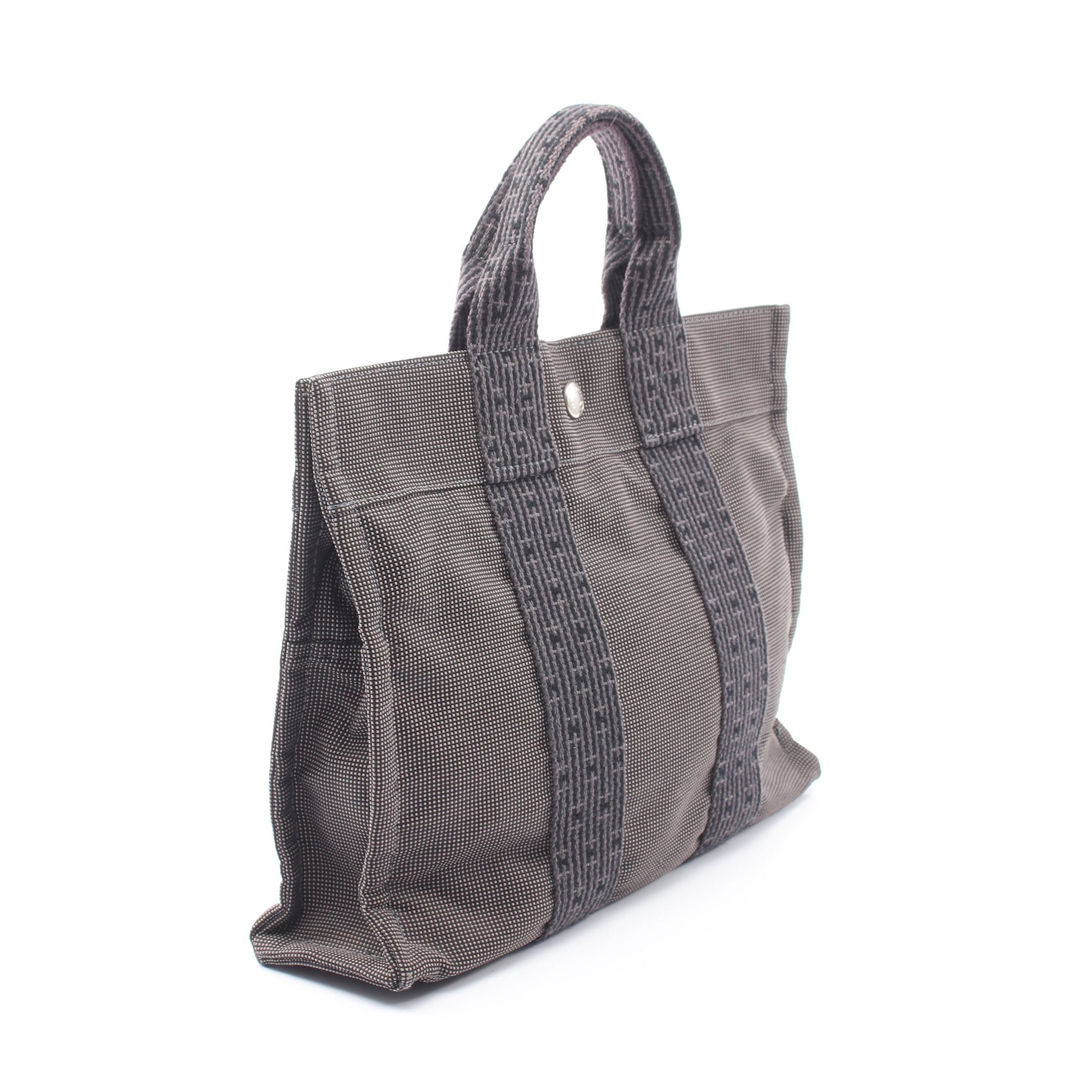 エールラインPM ハンドバッグ トートバッグ ナイロンキャンバス ダークグレー シルバー金具 エルメス バッグ HERMES