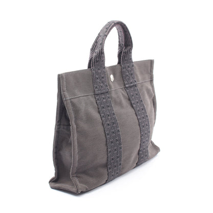 エールラインPM ハンドバッグ トートバッグ ナイロンキャンバス ダークグレー シルバー金具 エルメス バッグ HERMES