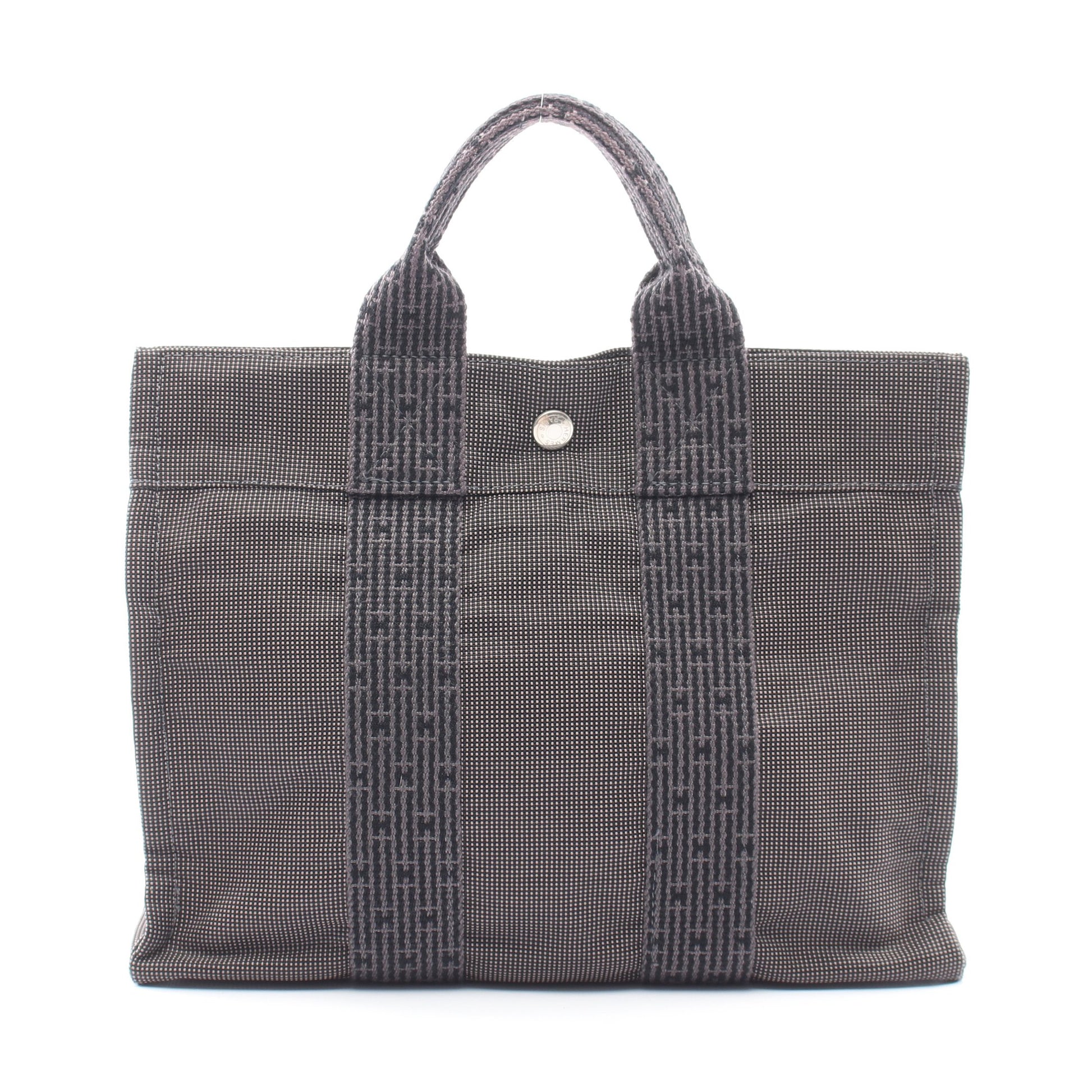エールラインPM ハンドバッグ トートバッグ ナイロンキャンバス ダークグレー シルバー金具 エルメス バッグ HERMES