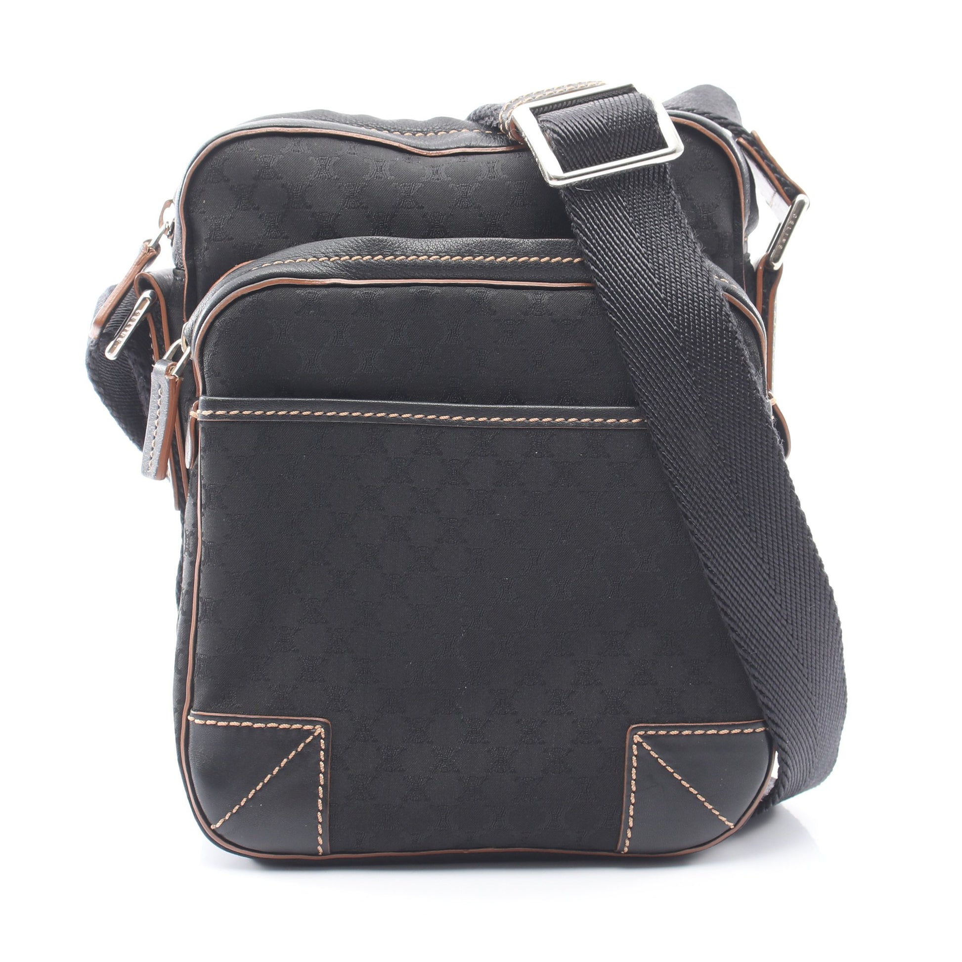 マカダム ショルダーバッグ キャンバス レザー ブラック セリーヌ バッグ CELINE