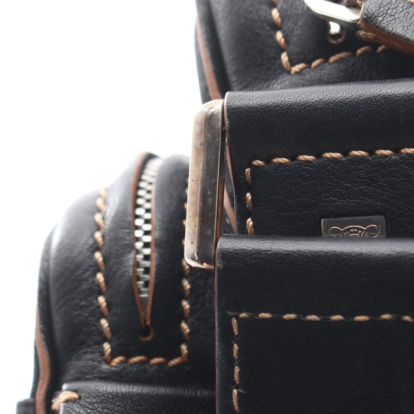 マカダム ショルダーバッグ キャンバス レザー ブラック セリーヌ バッグ CELINE