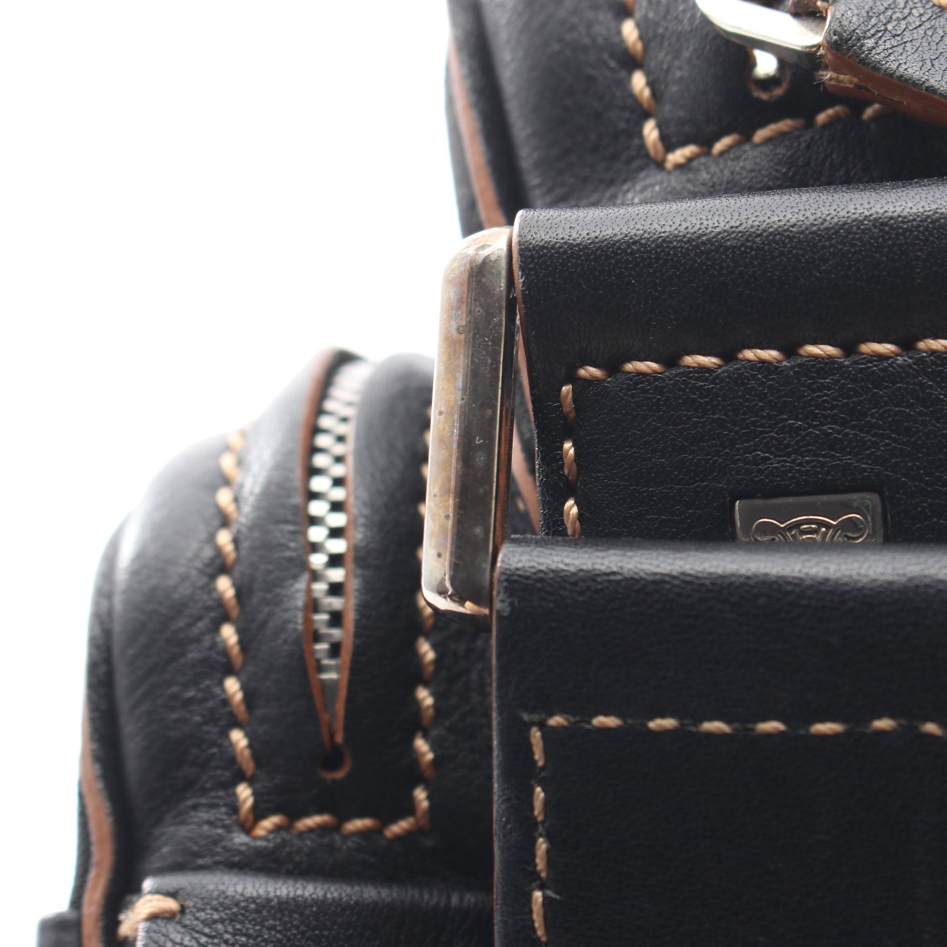 マカダム ショルダーバッグ キャンバス レザー ブラック セリーヌ バッグ CELINE