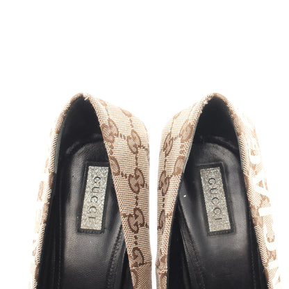 GUCCI × BALENCIAGA GGキャンバス ポインテッドトゥ パンプス キャンバス ベージュ ブラウン グッチ
