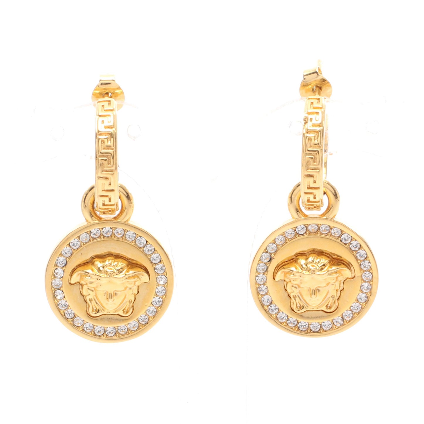 メデューサ サークル ピアス GP ラインストーン ゴールド クリア ヴェルサーチ アクセサリー Versace