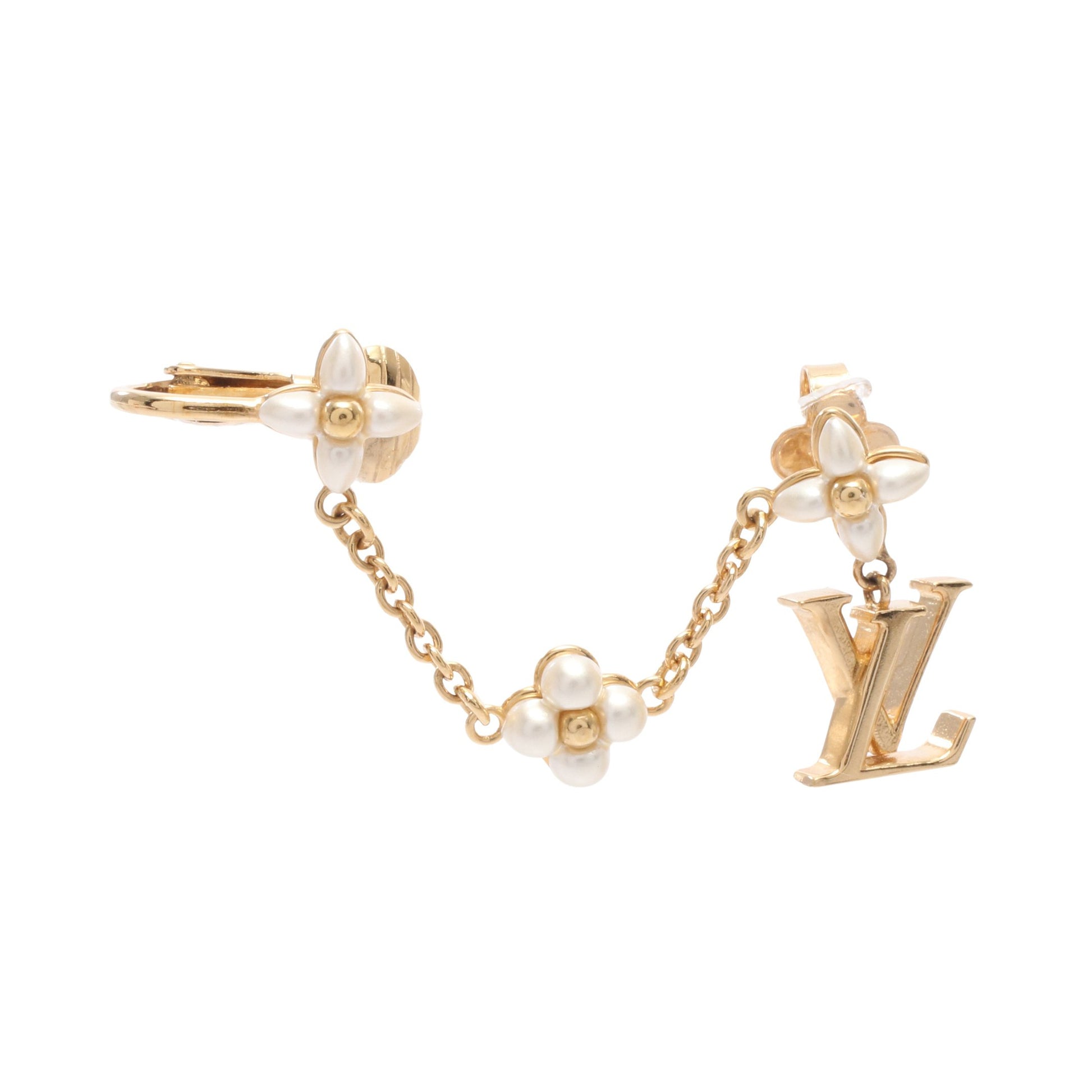 LV フローラグラム 右耳用 ピアス イヤーカフ GP フェイクパール ゴールド オフホワイト ルイヴィトン アクセサリー LOUIS VUITTON