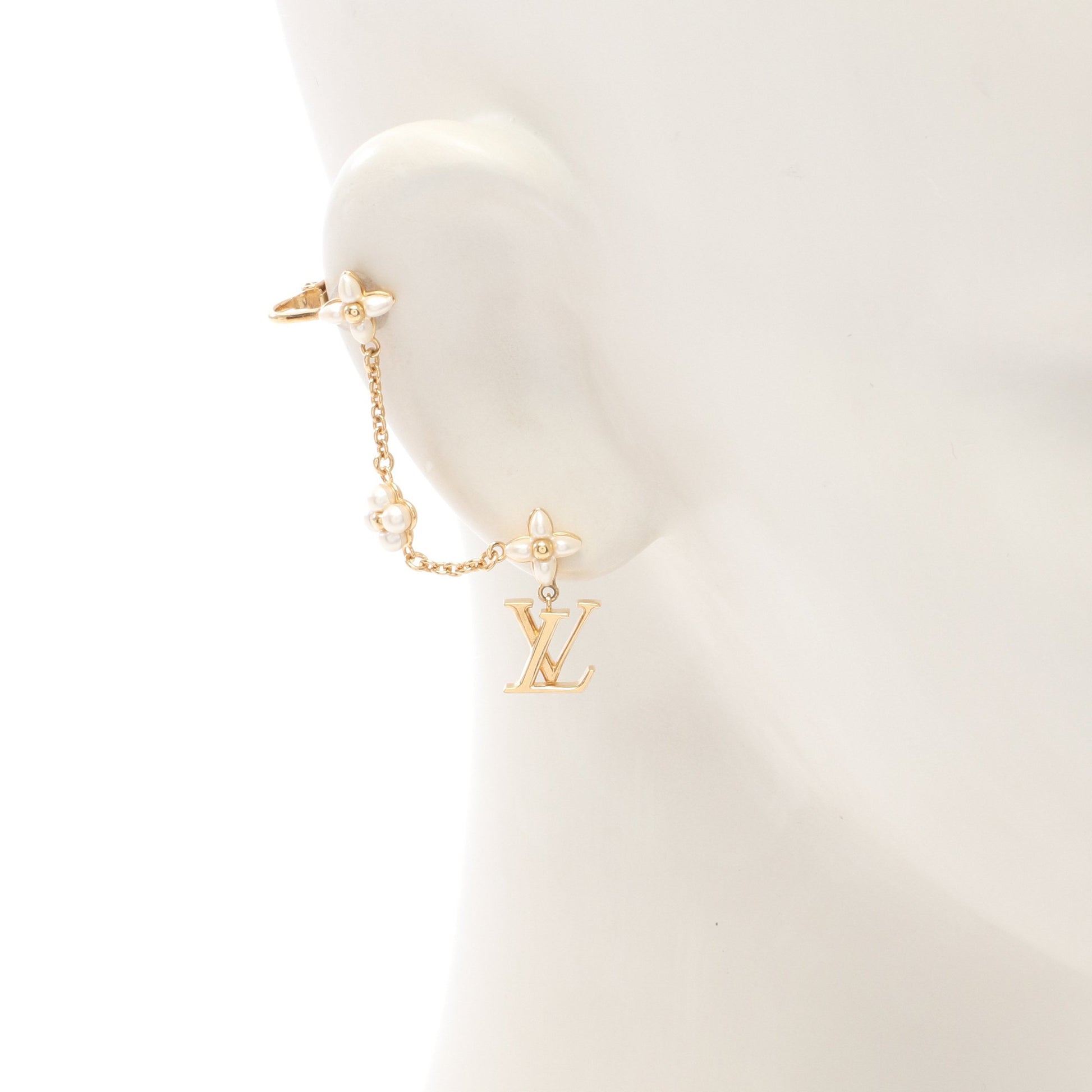 LV フローラグラム 右耳用 ピアス イヤーカフ GP フェイクパール ゴールド オフホワイト ルイヴィトン アクセサリー LOUIS VUITTON