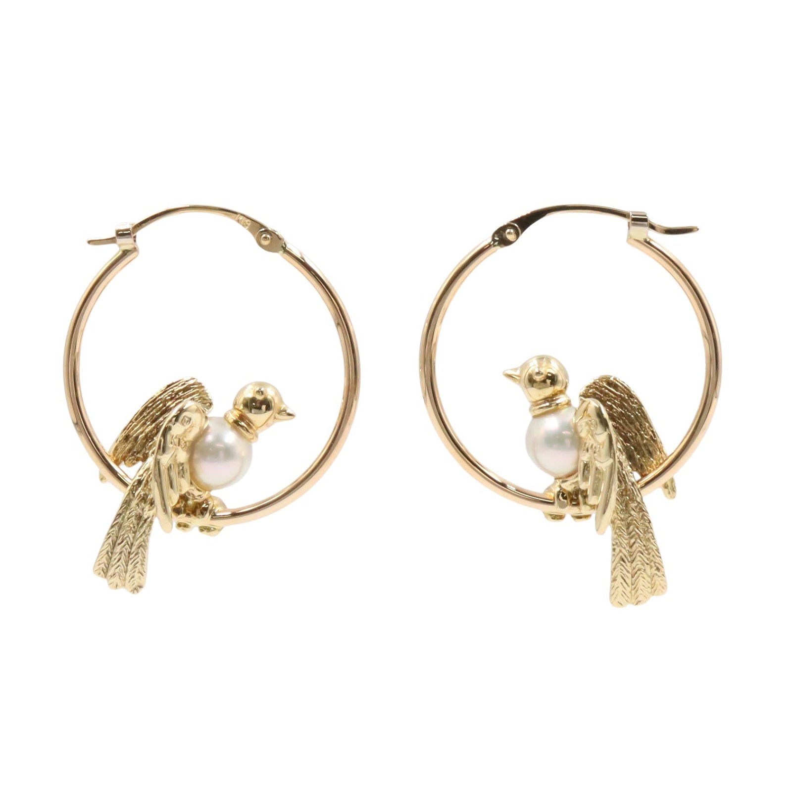 鳥モチーフ パール ピアス ピアス K18YG パール イエローゴールド ホワイト ミキモト アクセサリー MIKIMOTO