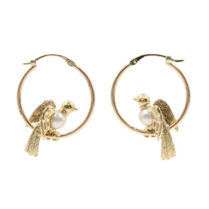 鳥モチーフ パール ピアス ピアス K18YG パール イエローゴールド ホワイト ミキモト アクセサリー MIKIMOTO