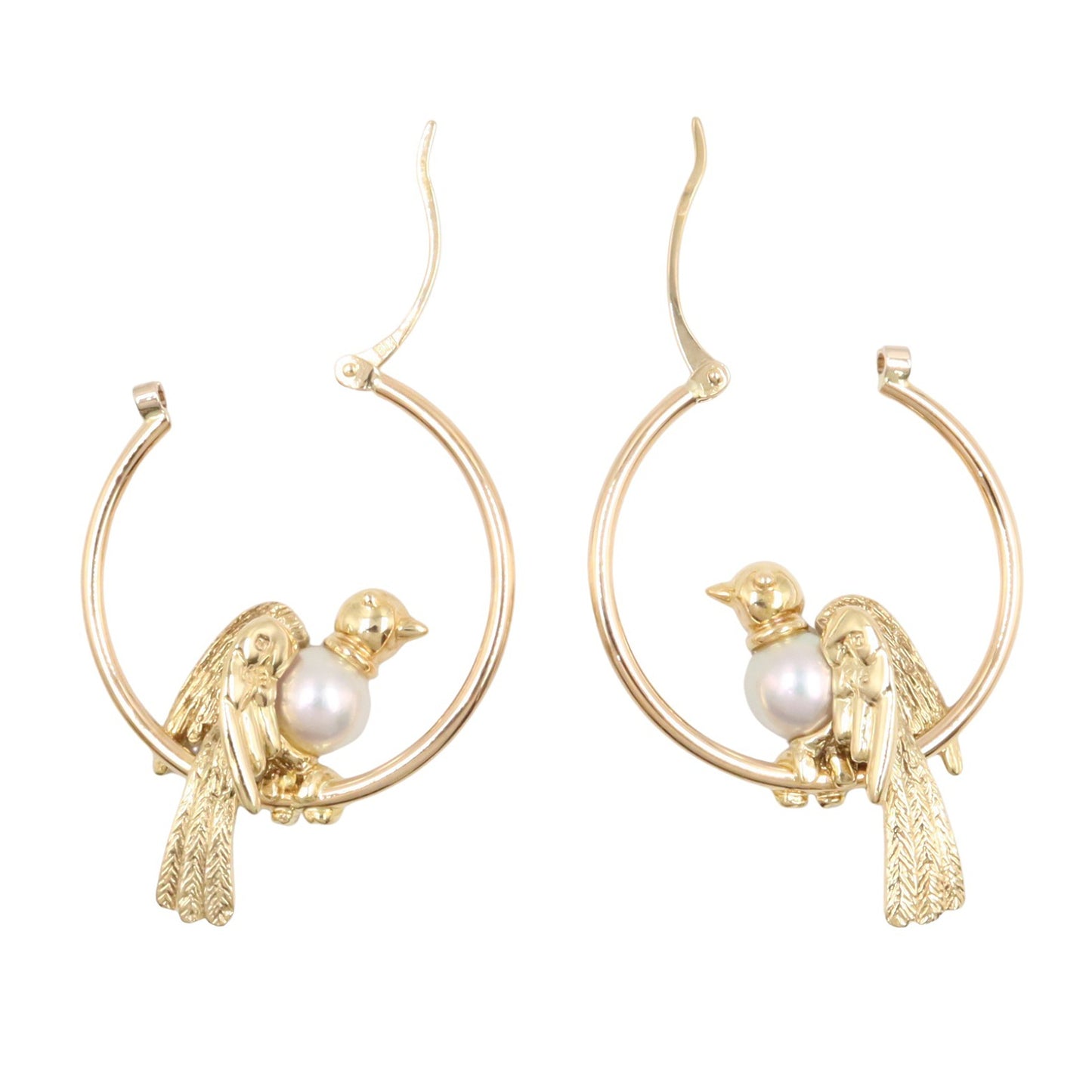 鳥モチーフ パール ピアス ピアス K18YG パール イエローゴールド ホワイト ミキモト アクセサリー MIKIMOTO