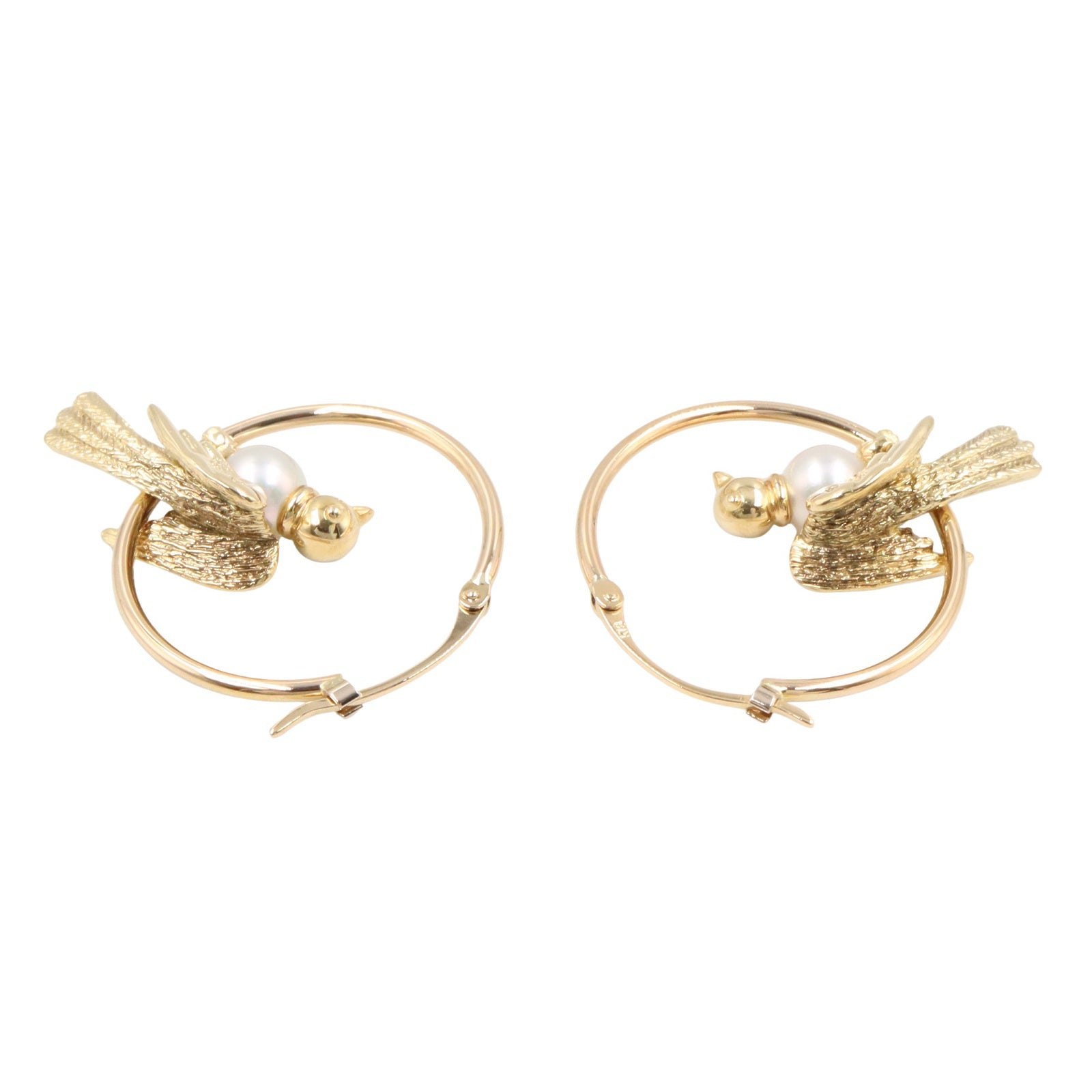 鳥モチーフ パール ピアス ピアス K18YG パール イエローゴールド ホワイト ミキモト アクセサリー MIKIMOTO