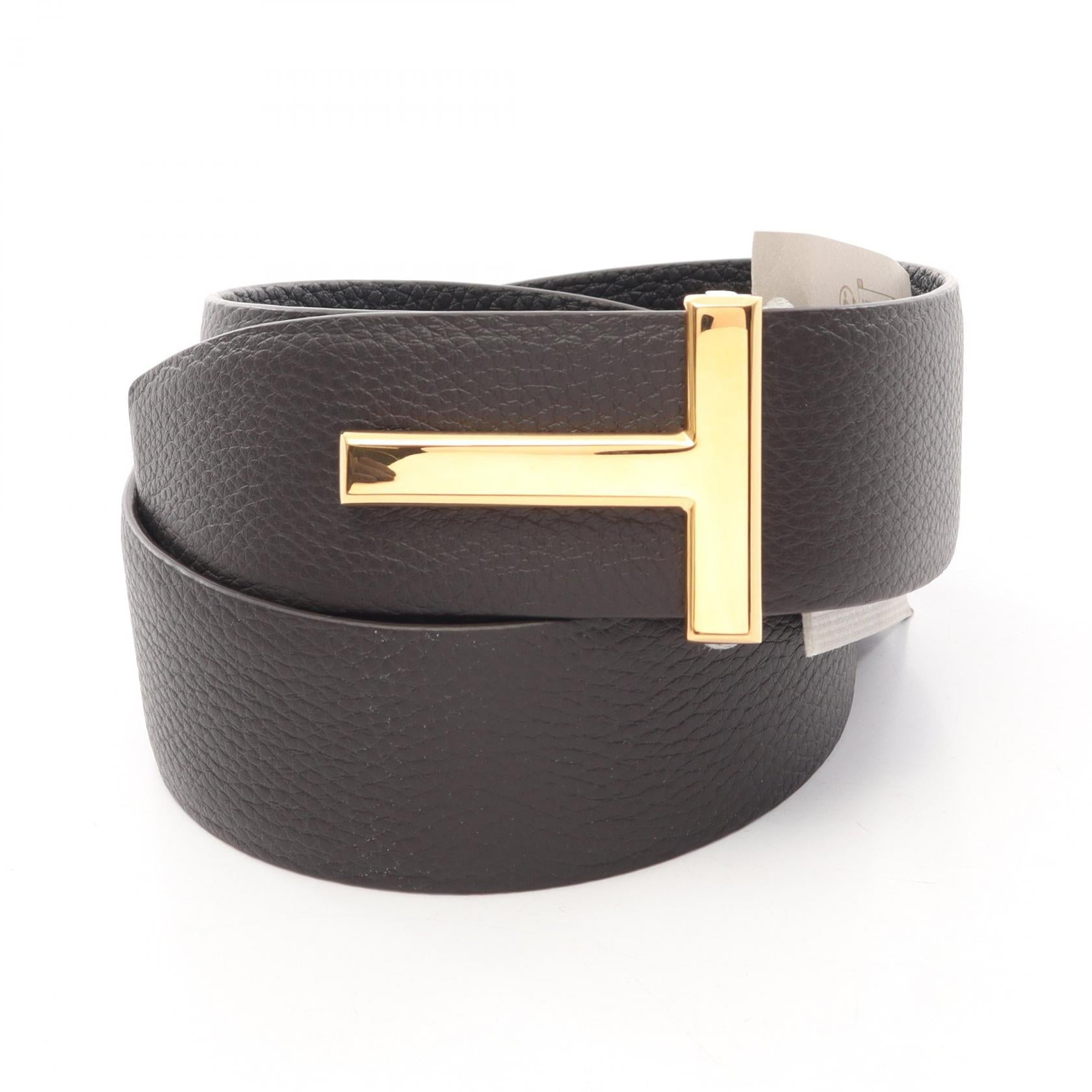 Tアイコン ゴールド金具 リバーシブル ベルト レザー ブラウン ブラック トムフォード 財布・小物 TOM FORD