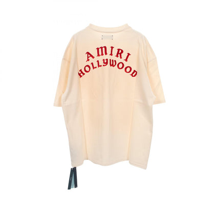 Oversize Hollywood バックロゴ 半袖Tシャツ コットン アイボリー レッド アミリ
