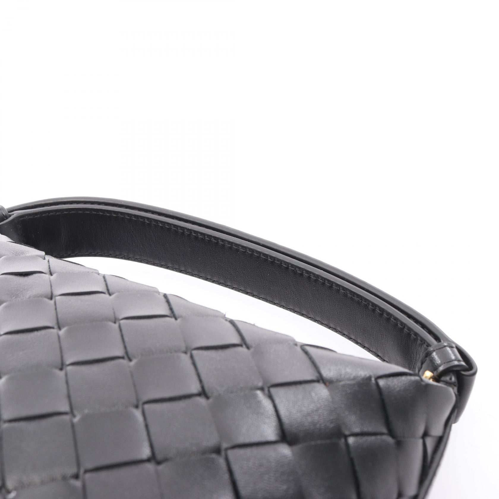 キャンディー ウォレス イントレチャート ハンドバッグ レザー ブラック ボッテガヴェネタ バッグ BOTTEGA VENETA