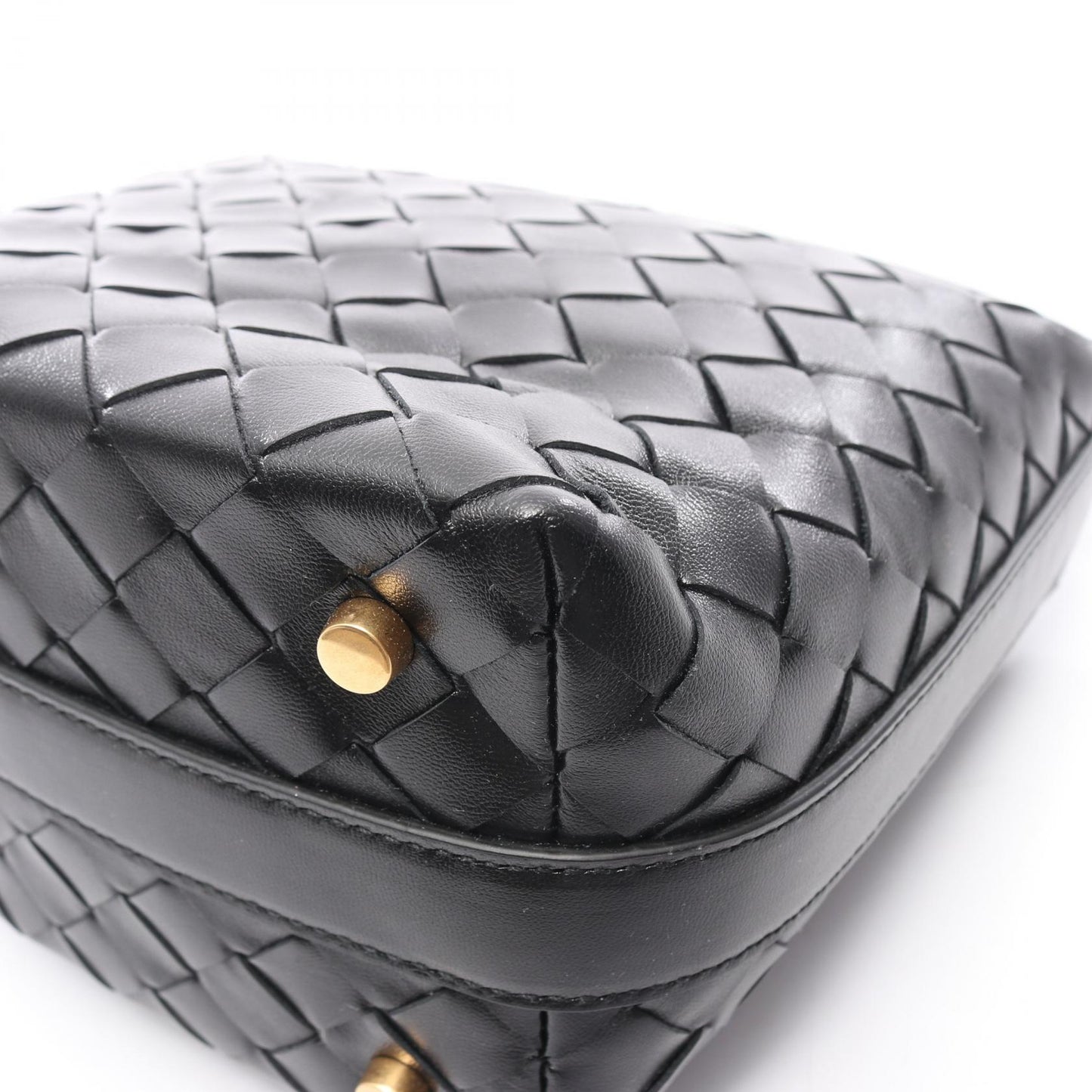 キャンディー ウォレス イントレチャート ハンドバッグ レザー ブラック ボッテガヴェネタ バッグ BOTTEGA VENETA