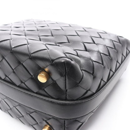 キャンディー ウォレス イントレチャート ハンドバッグ レザー ブラック ボッテガヴェネタ バッグ BOTTEGA VENETA