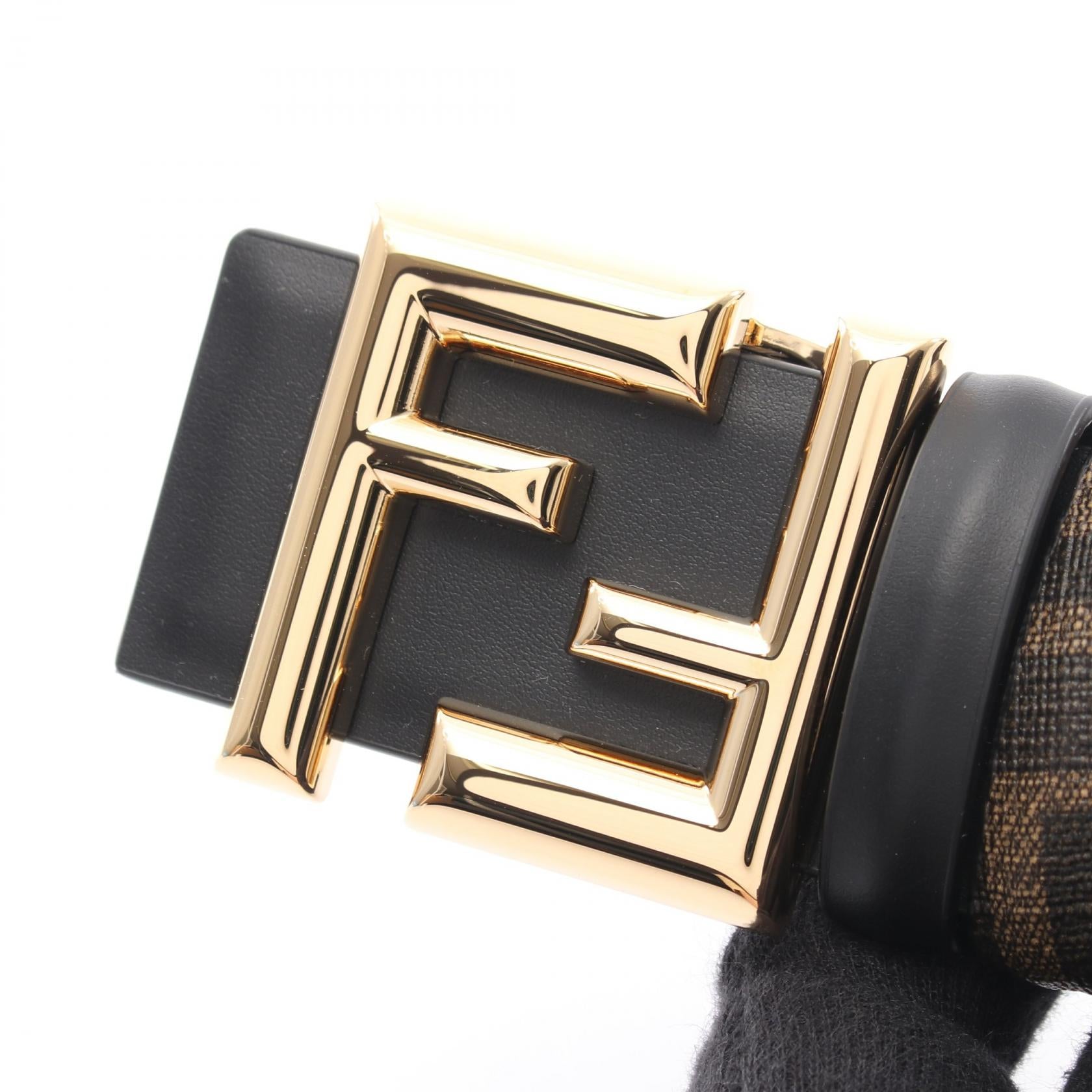 ラウンド FFベルトズッカ リバーシブル ベルト レザー PVC ブラック ブラウン フェンディ 財布・小物 FENDI
